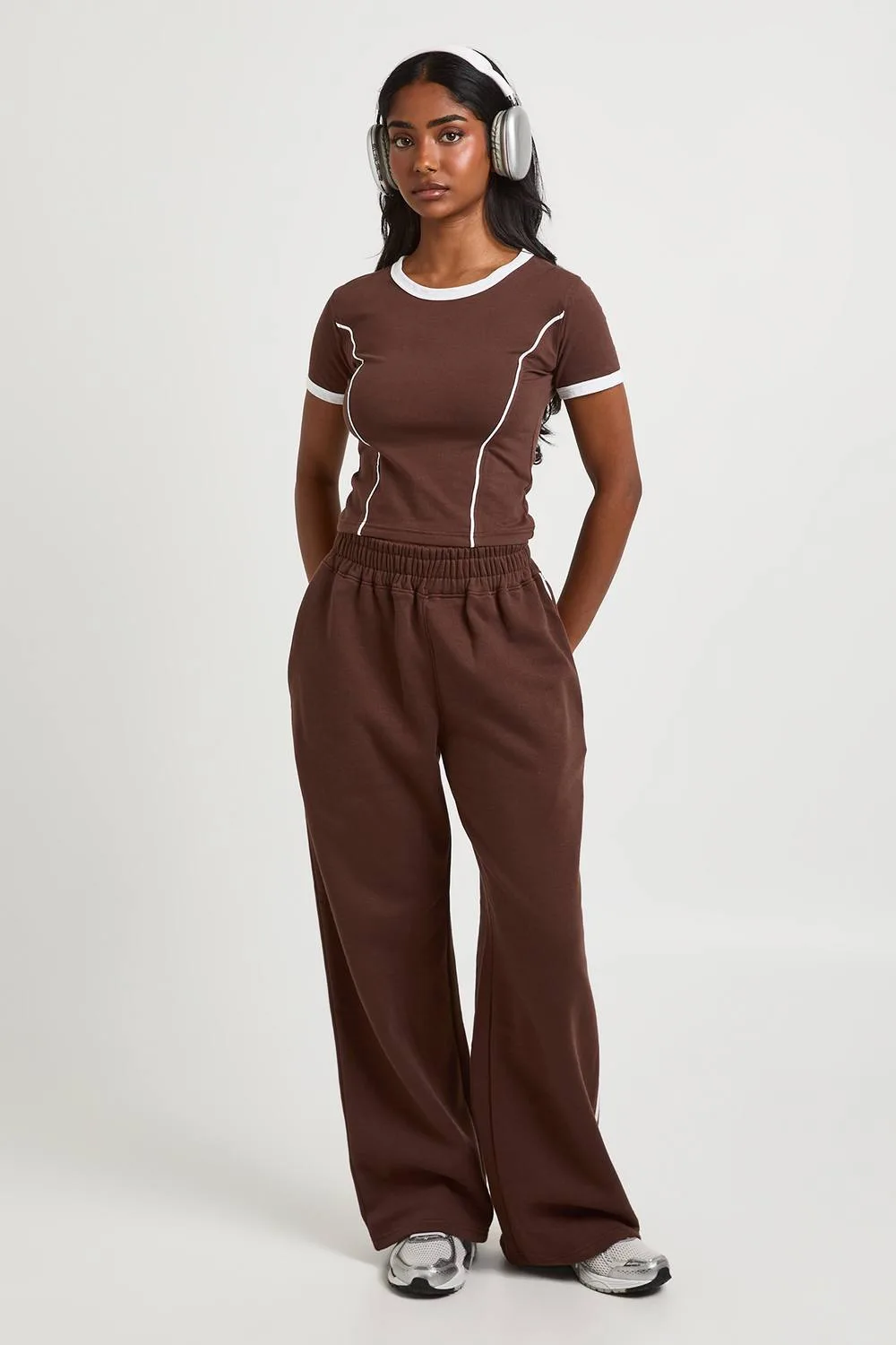Piping Detail T-Shirt & Straight Leg Jogger Set by boohoo
