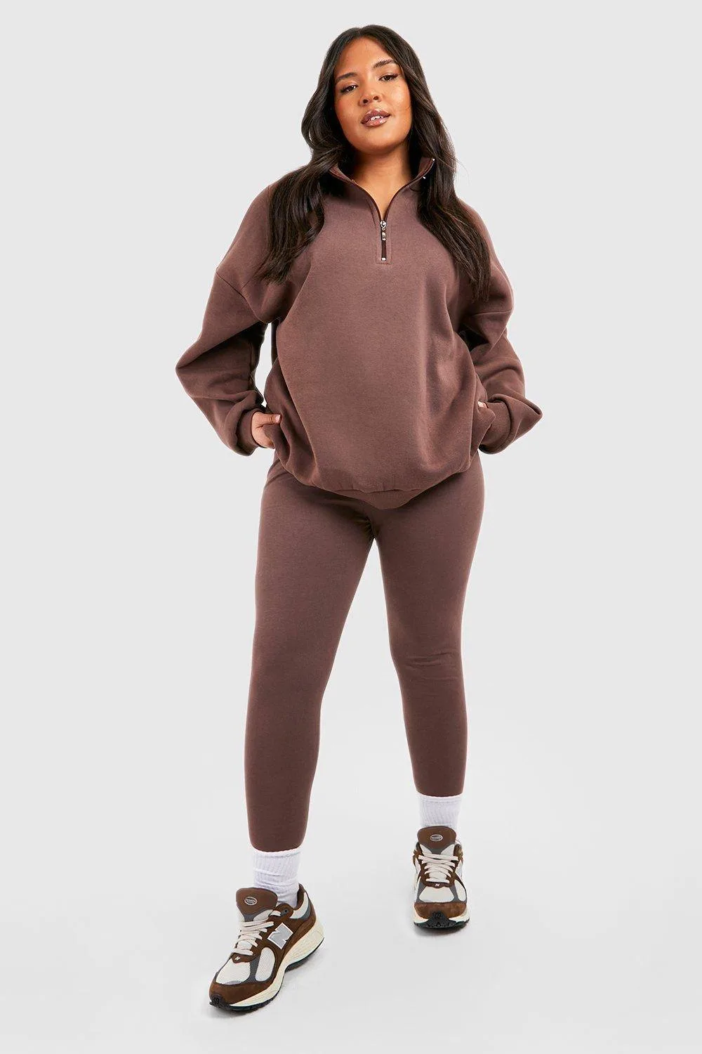 Oversized Half Zip Sweatshirt & Legging Set by boohoo