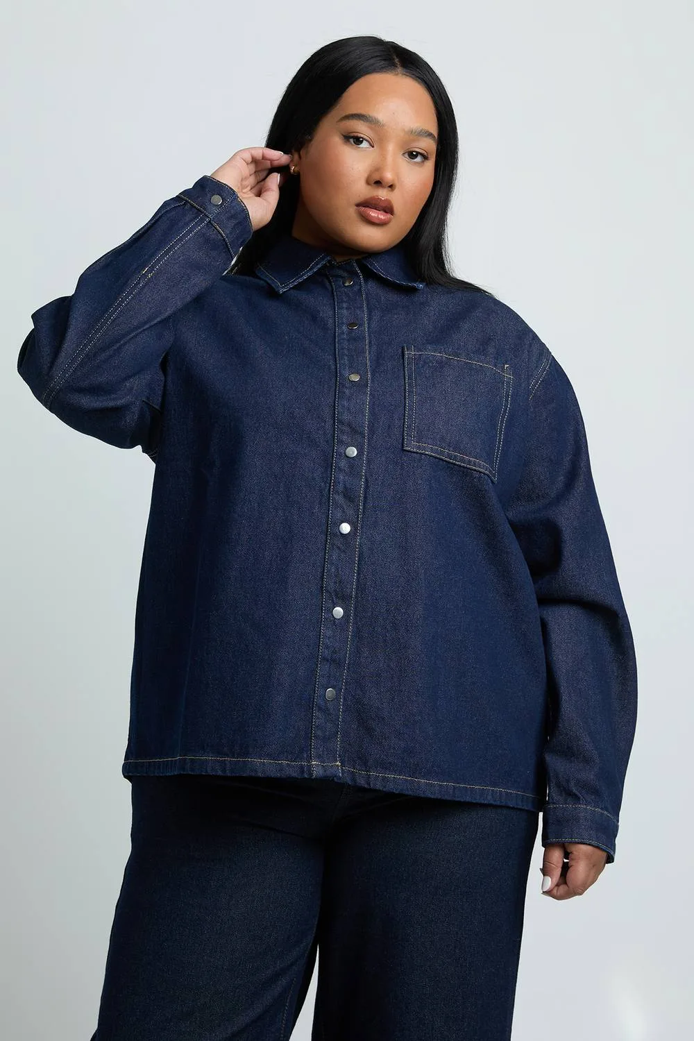 Oversized Denim Shirt by boohoo