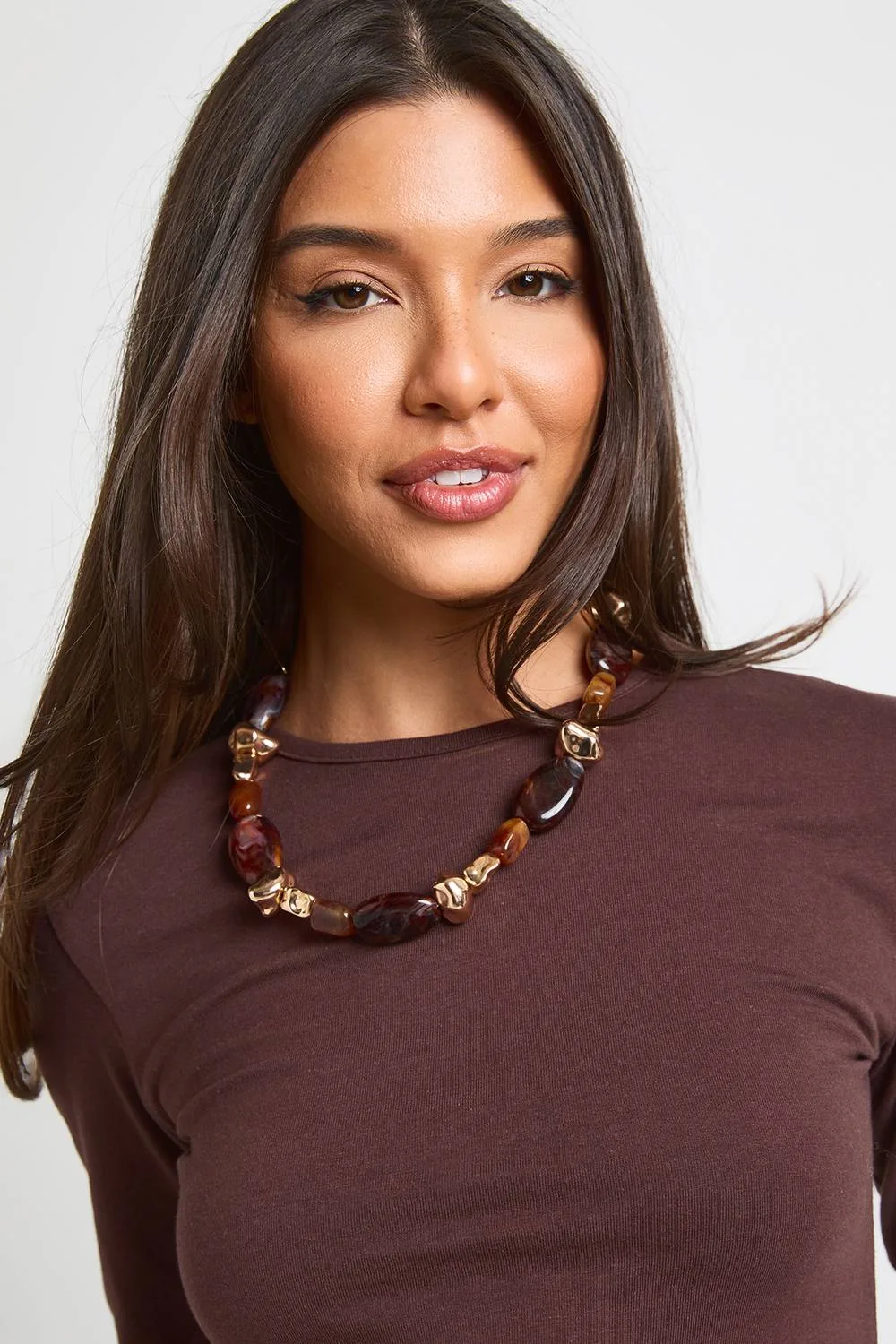 Resin Beaded Necklace by boohoo