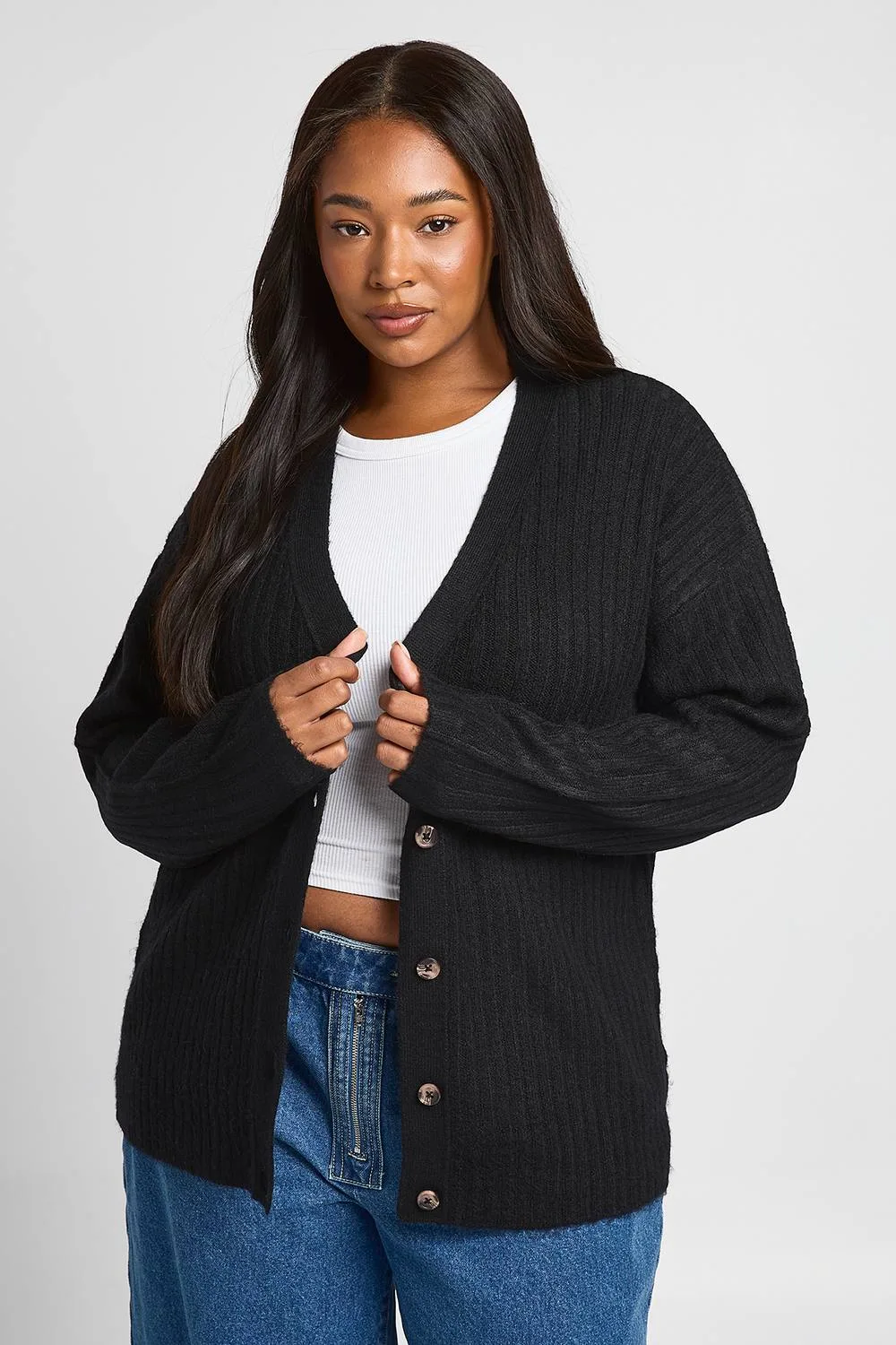 Rib Knit Boyfriend Cardigan