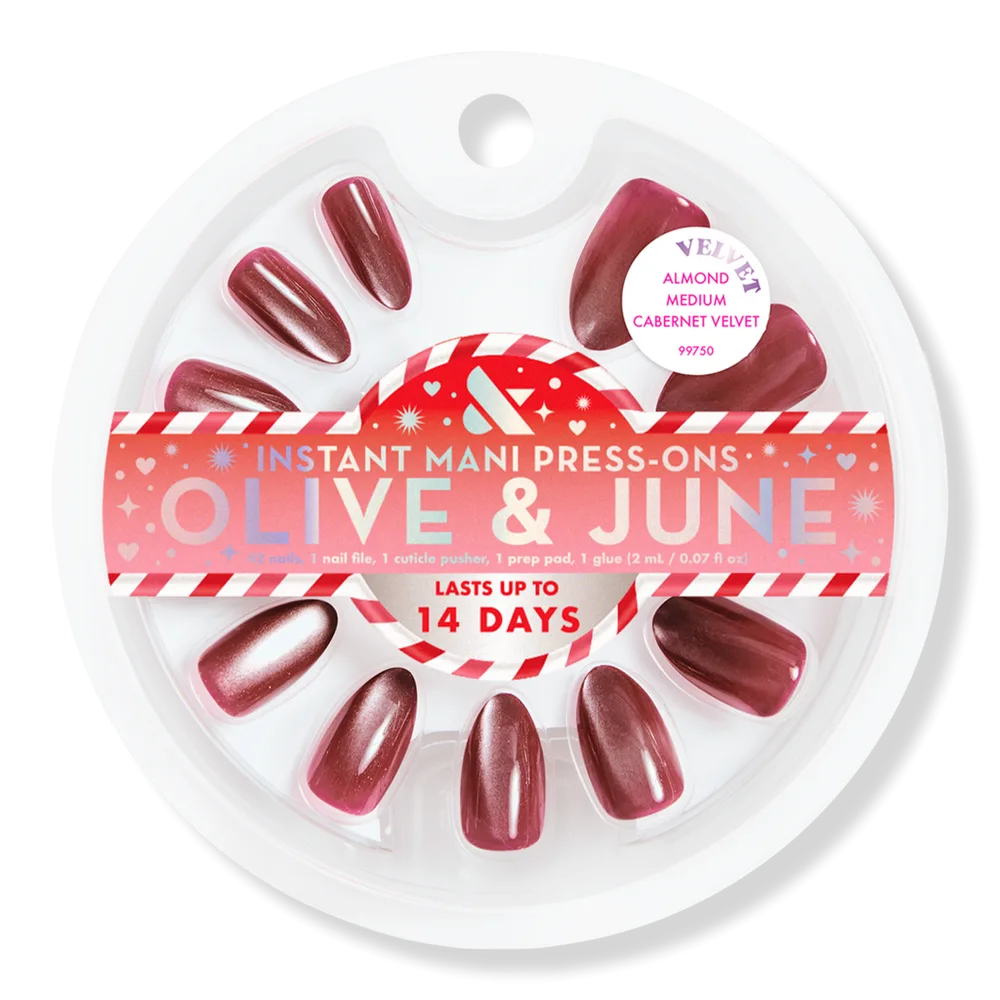 Holiday Instant Mani - Cabernet Velvet Almond Medium by Olive & June