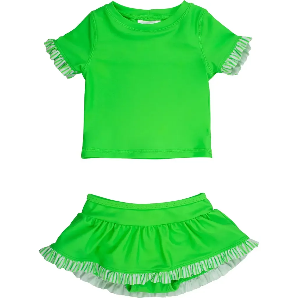 Short Sleeve Ruffle UPF50+ Rash Guard Skirted 2-Piece by RuffleButts