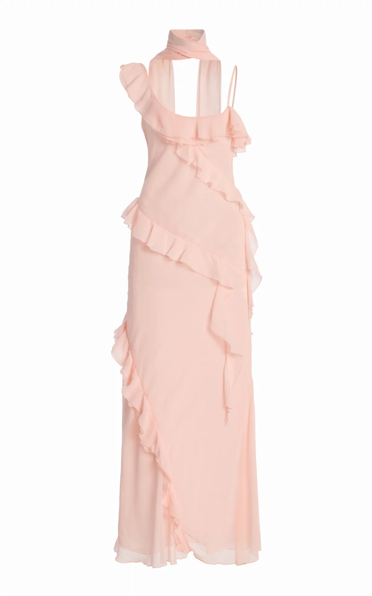 Monica Scarf-Neck Ruffled Georgette Maxi Dress by SIEDRÉS