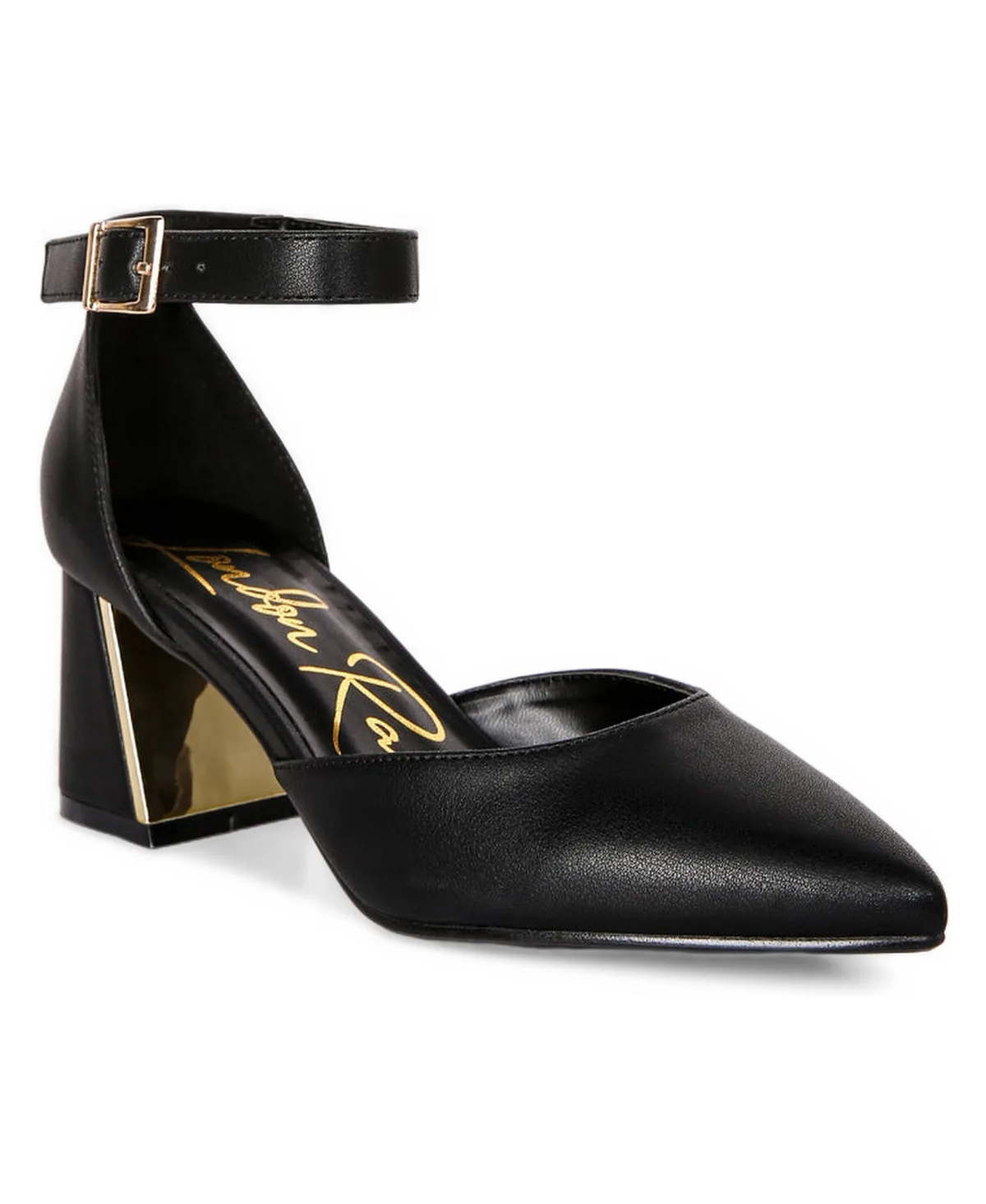 Myla Faux Leather Metallic Sling Heeled Sandals by London Rag