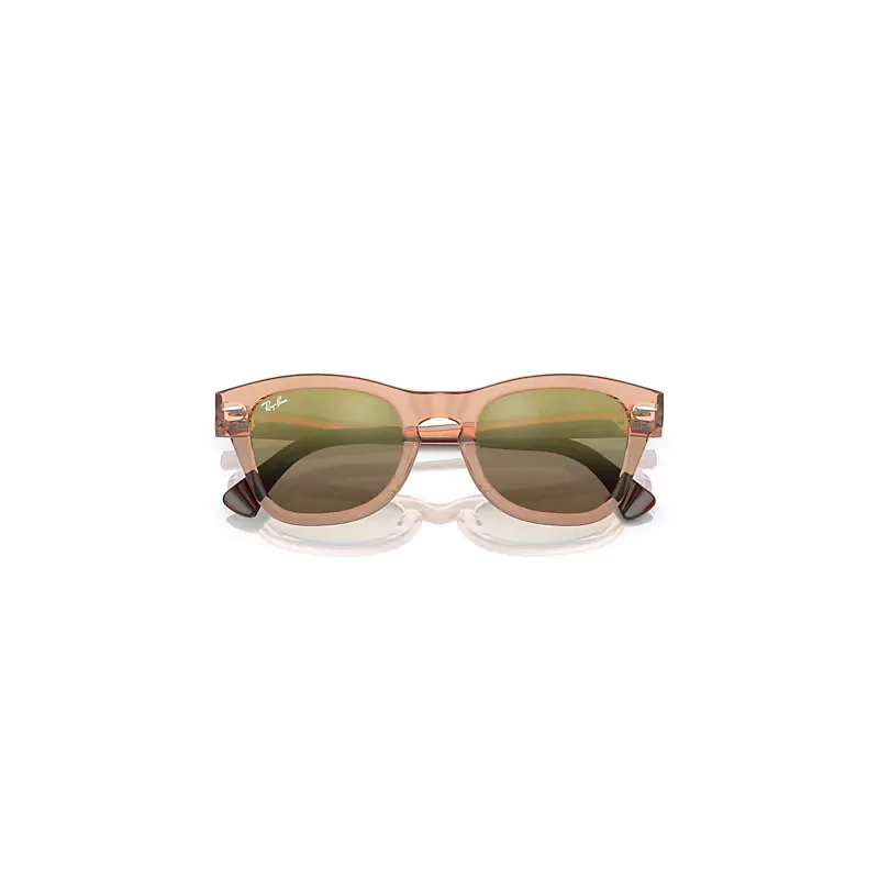 Rb0707sm Sunglasses Light Brown Frame Gold Lenses by Ray-Ban