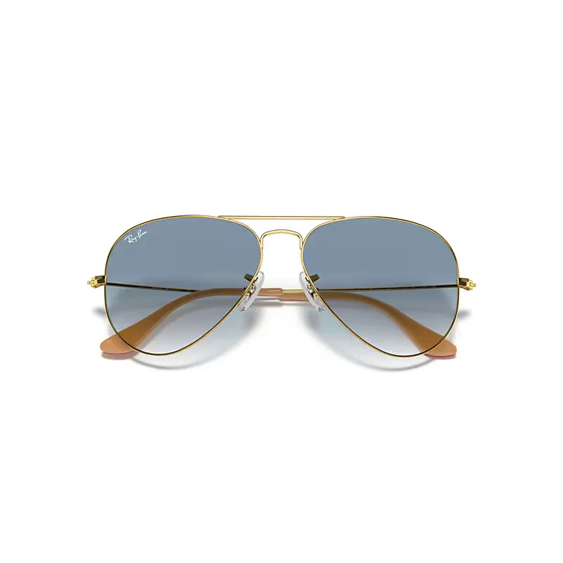 Aviator Gradient Sunglasses Arista Gold Frame Blue Lenses by Ray-Ban