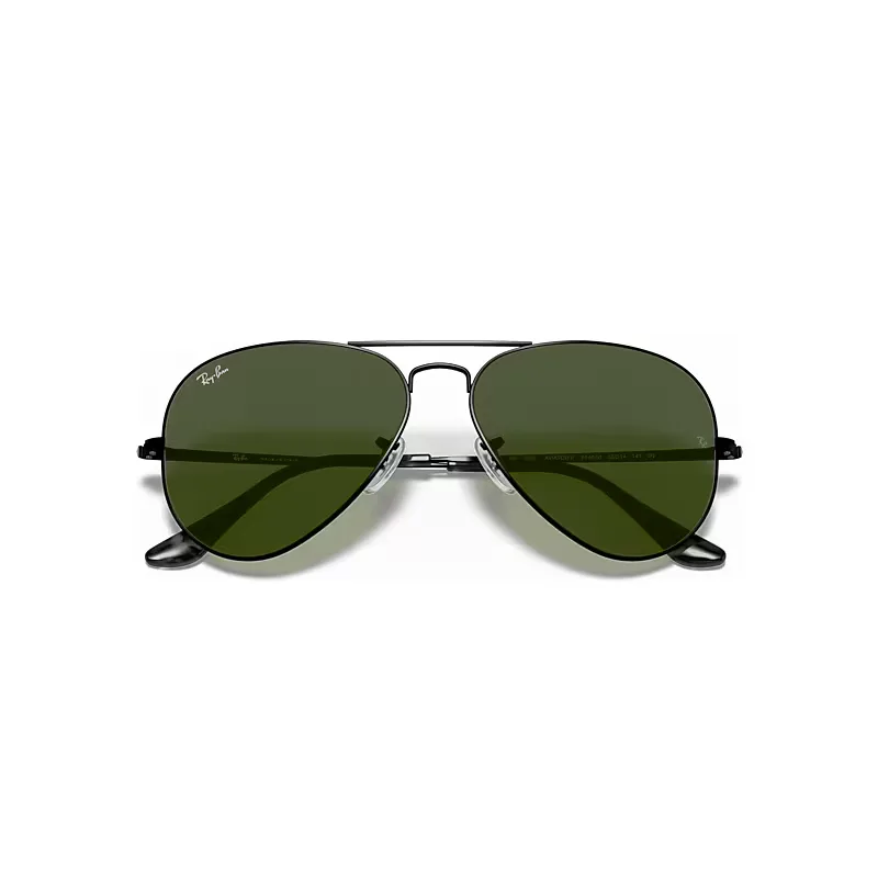 Aviator Metal II Sunglasses Black Frame Green Lenses