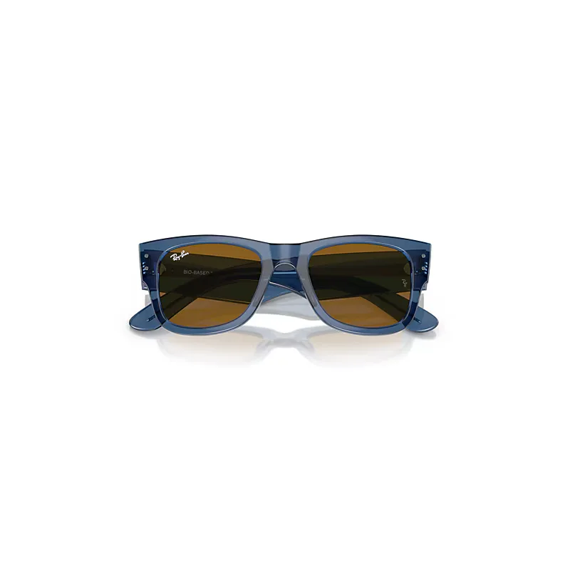 Mega Wayfarer Bio-Based Sunglasses Transparent Blue Frame Brown Lenses by Ray-Ban