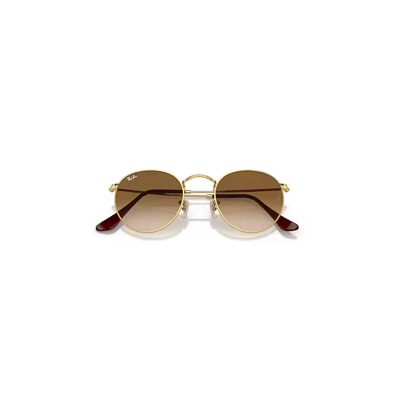 Round Metal Sunglasses Gold Frame Brown Lenses