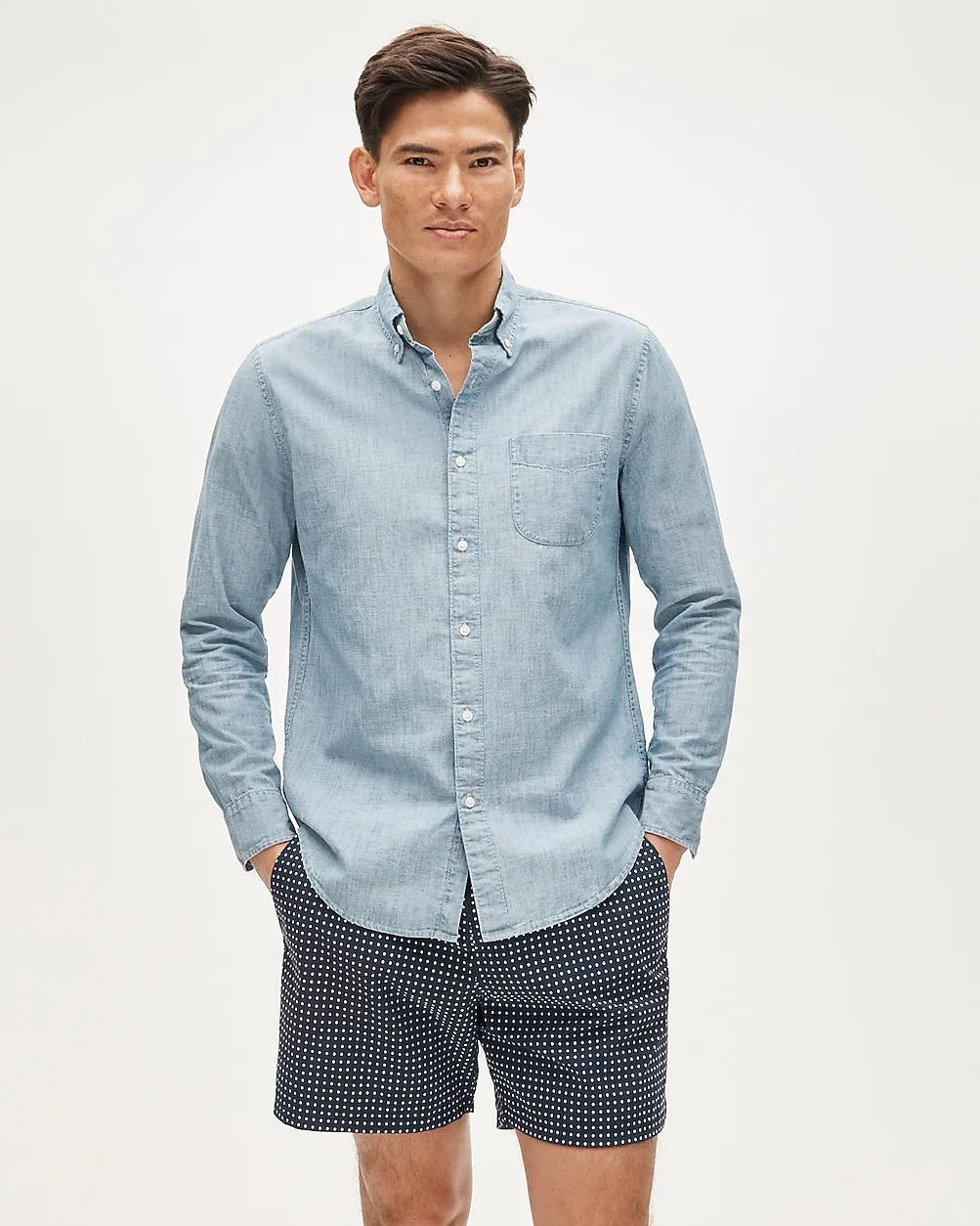 Organic Cotton Chambray Shirt in Light Wash by J.Crew