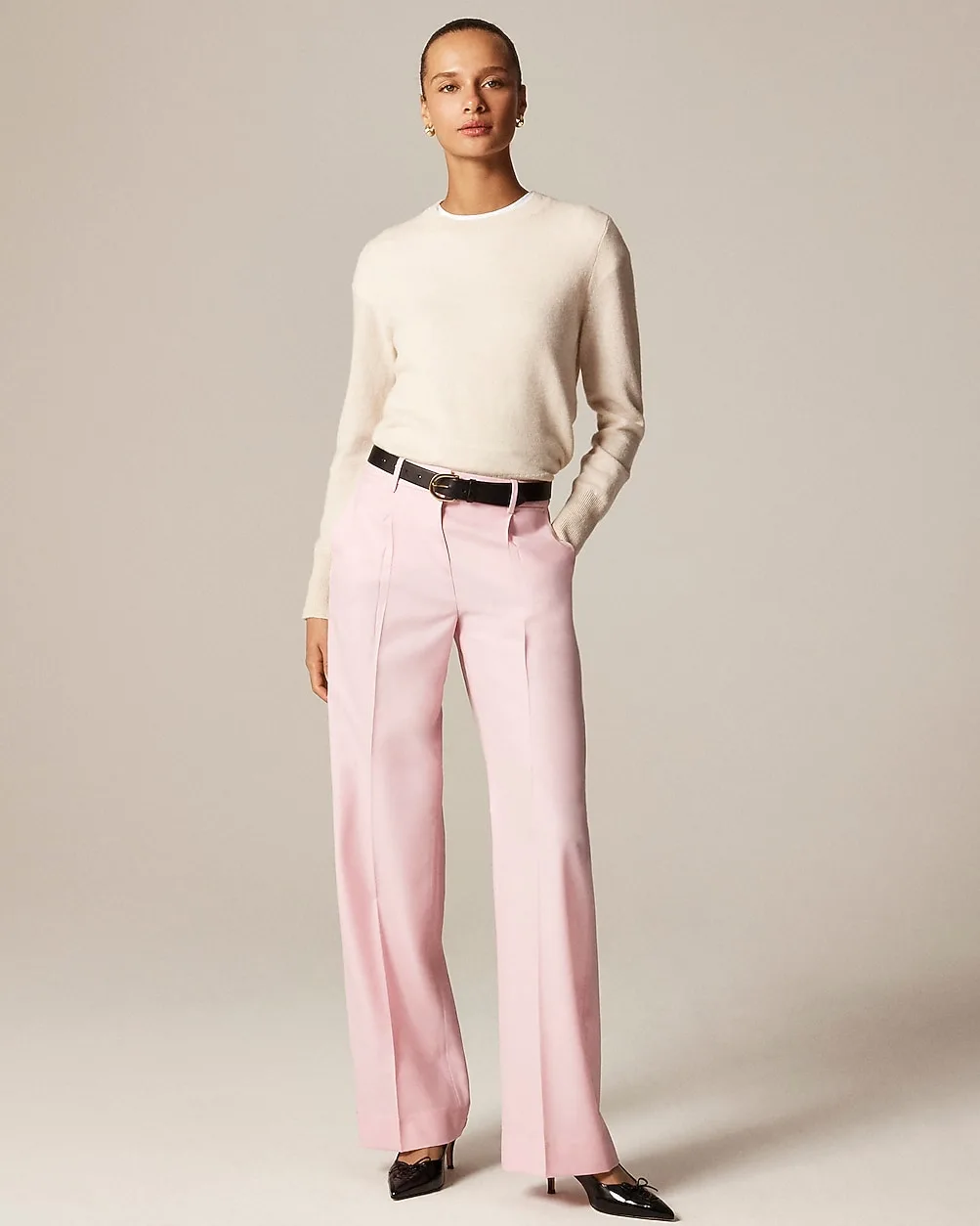 Relaxed-Fit Pleated Pant in Wool Blend by J.Crew