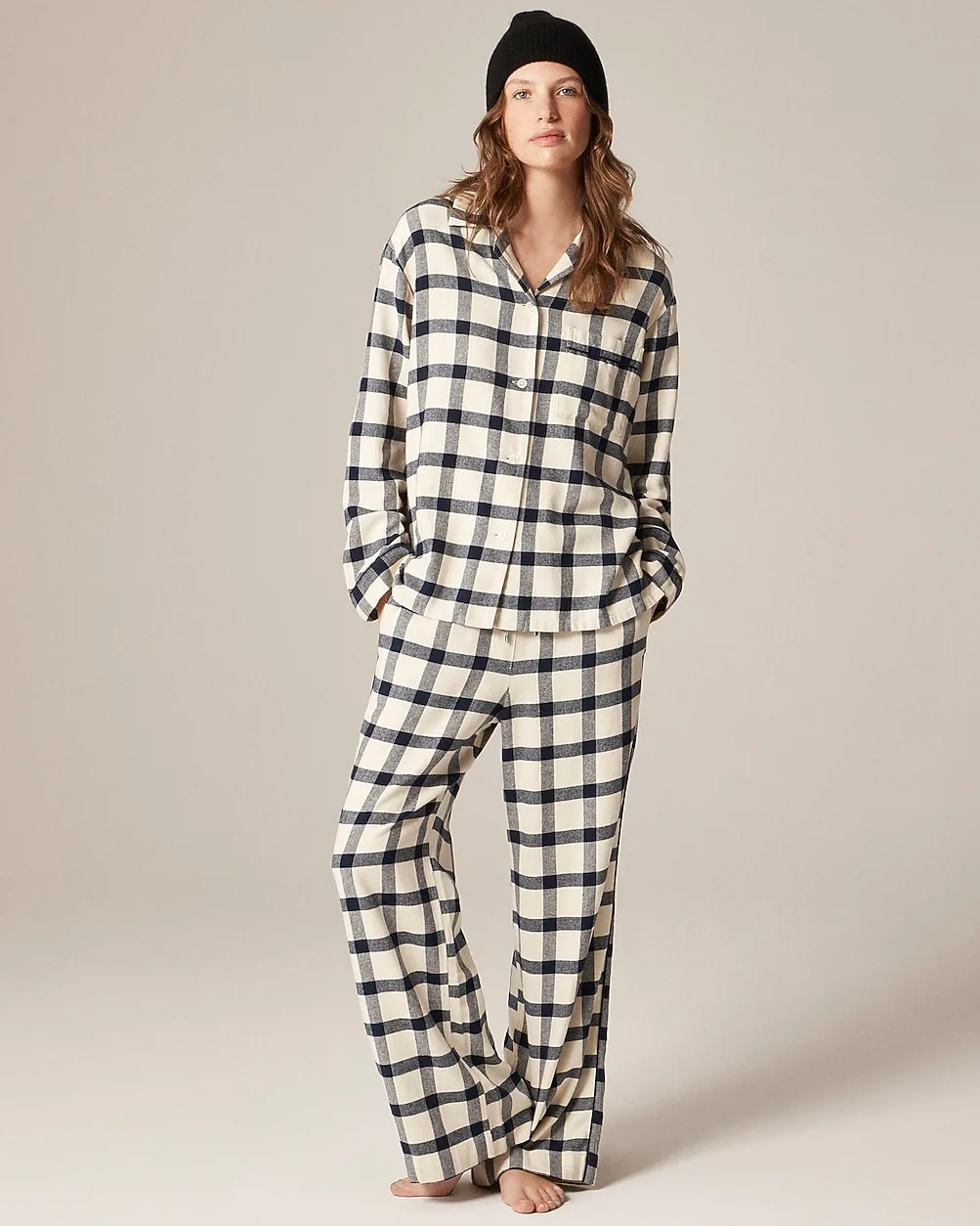 Flannel Long-Sleeve Pajama Pant Set in Plaid by J.Crew