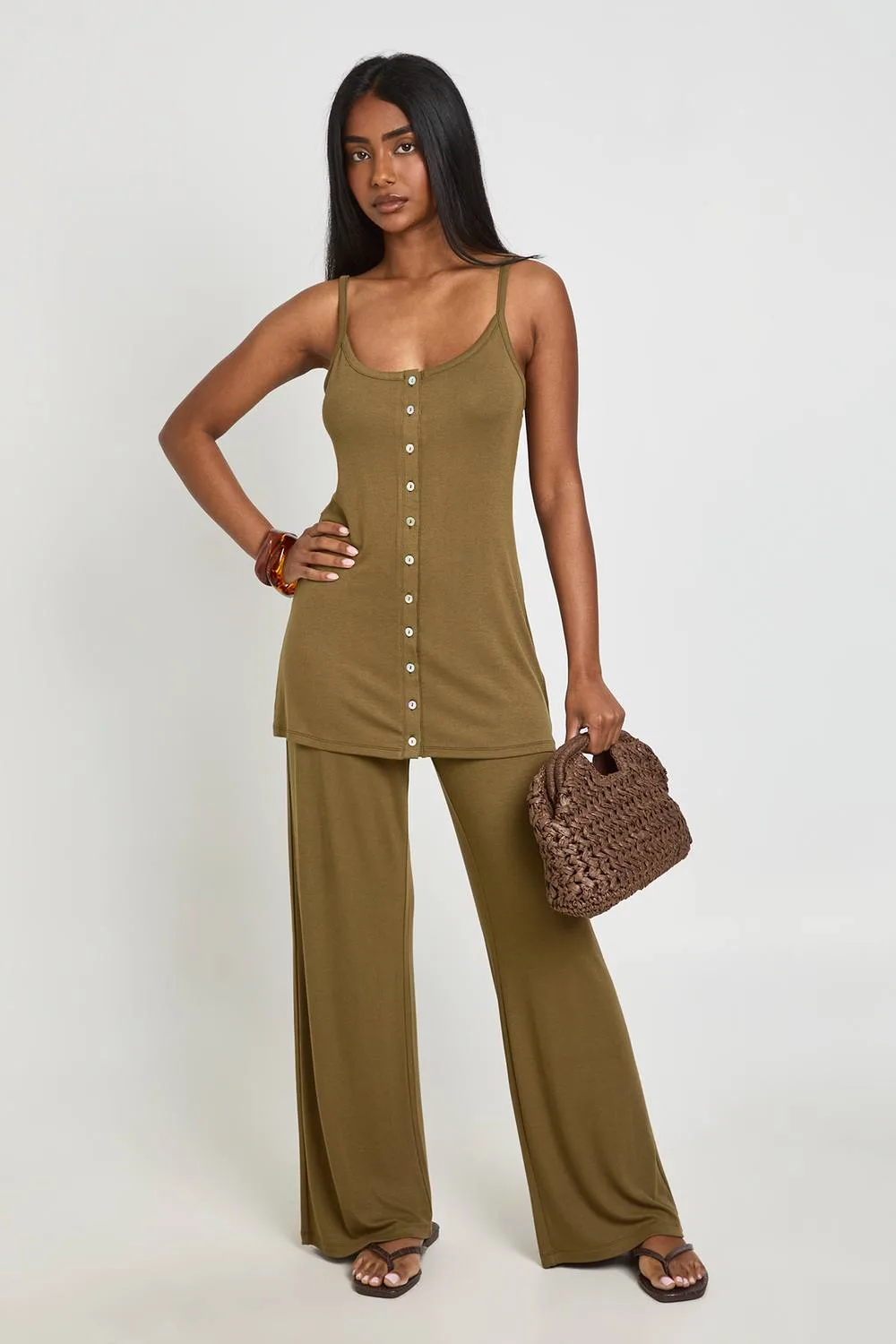 Straight Leg Rib Trouser by boohoo