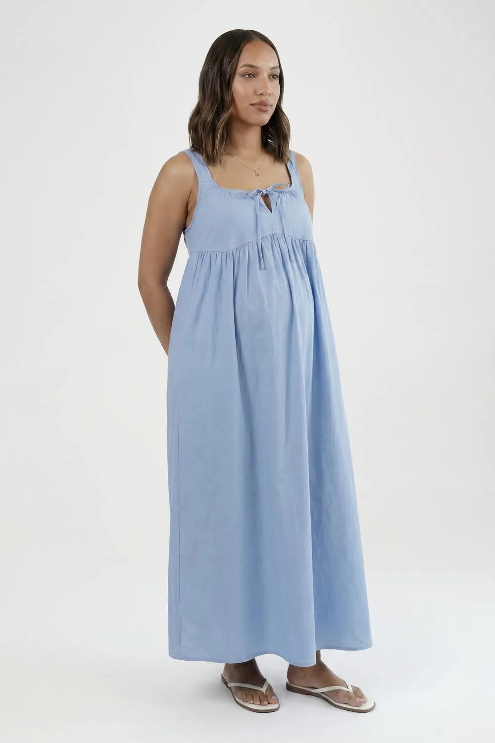 Maternity Tie Front Detail Maxi Dress by boohoo