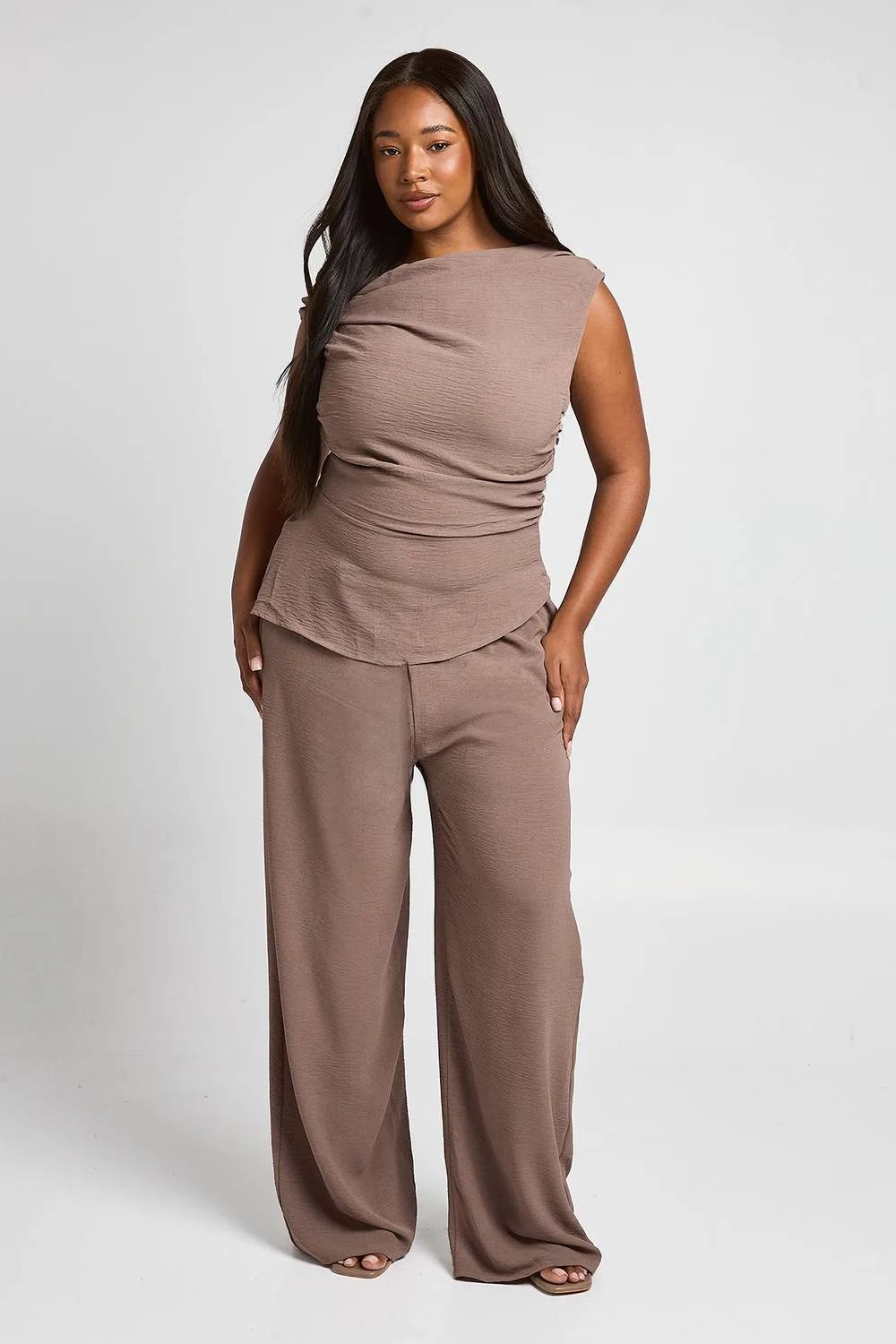 Off-The Shoulder Asymmetric Hem Top by boohoo