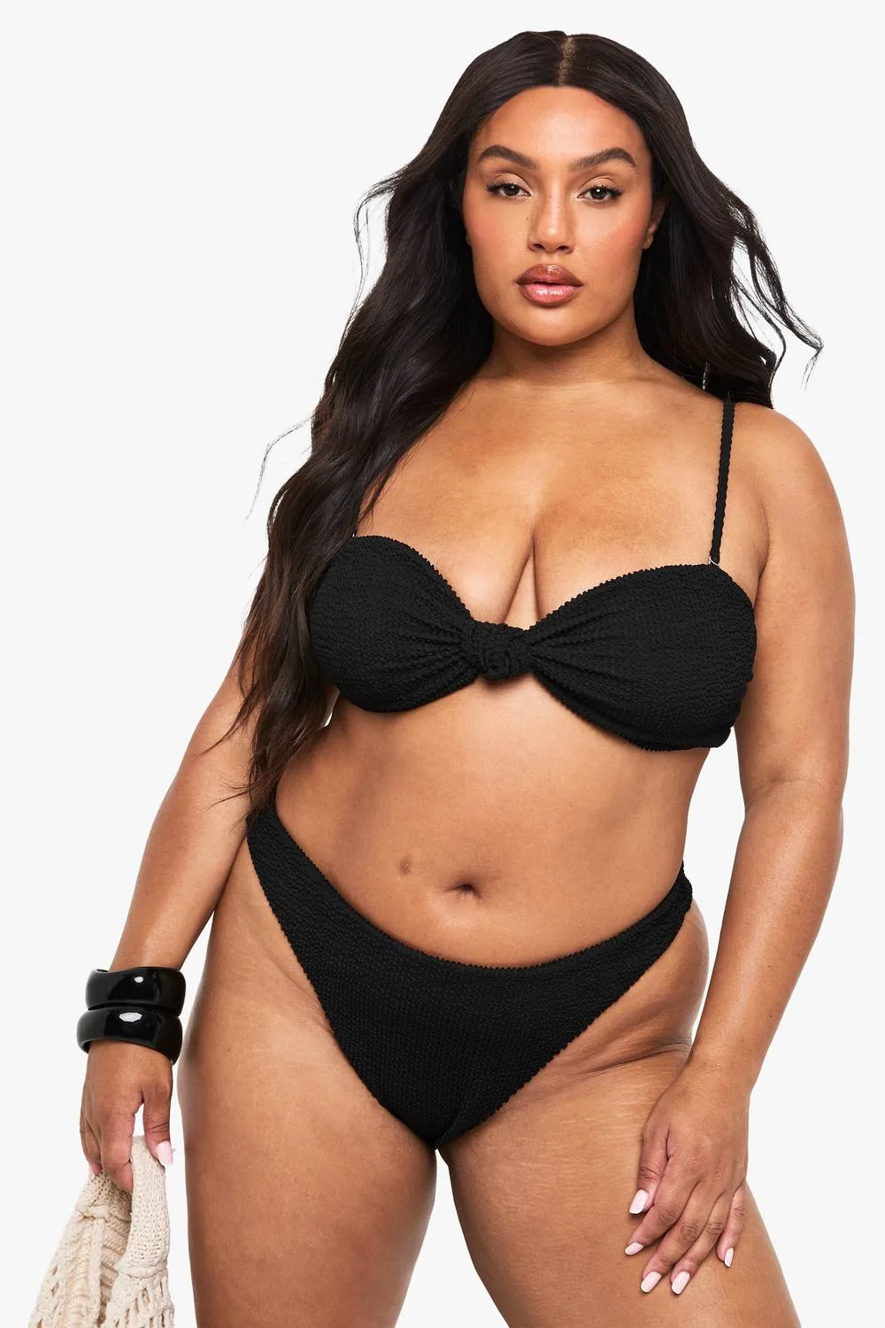 Crinkle High Waist Bikini Brief by boohoo