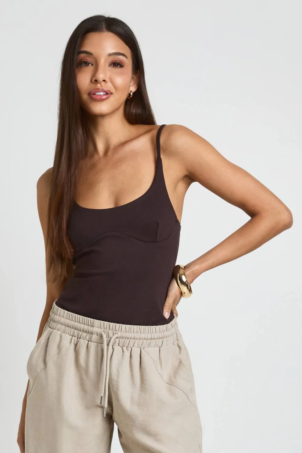 Premium Stretch Contour Strappy Bodysuit by boohoo