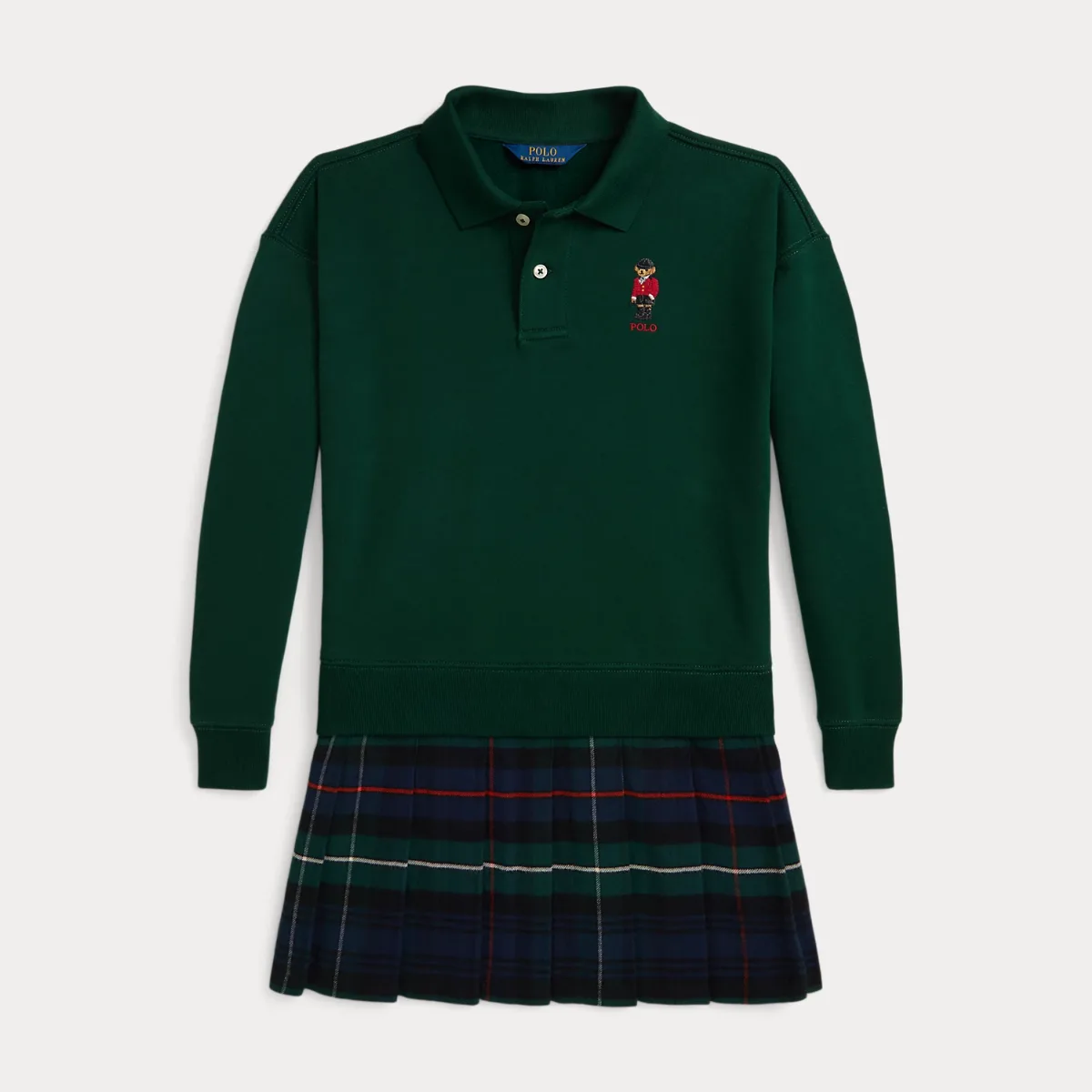 Polo Bear Pleated-Skirt Fleece Dress by Ralph Lauren