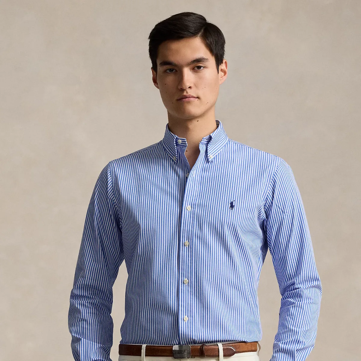 Custom Fit Striped Stretch Poplin Shirt
