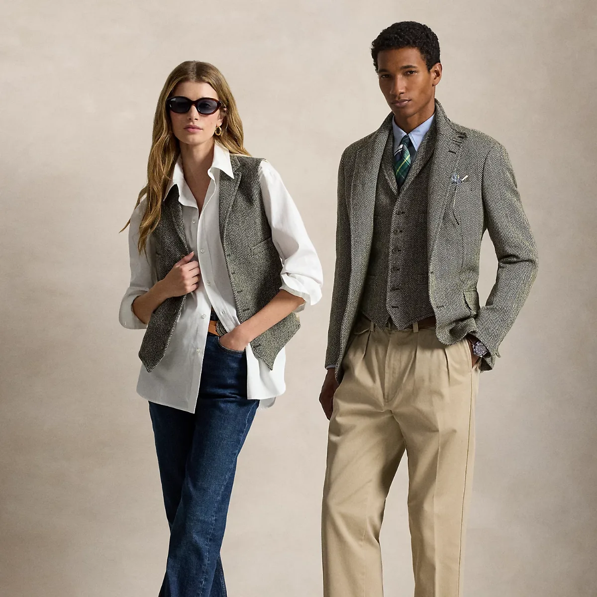 Wool Herringbone Tweed Waistcoat by Polo Ralph Lauren