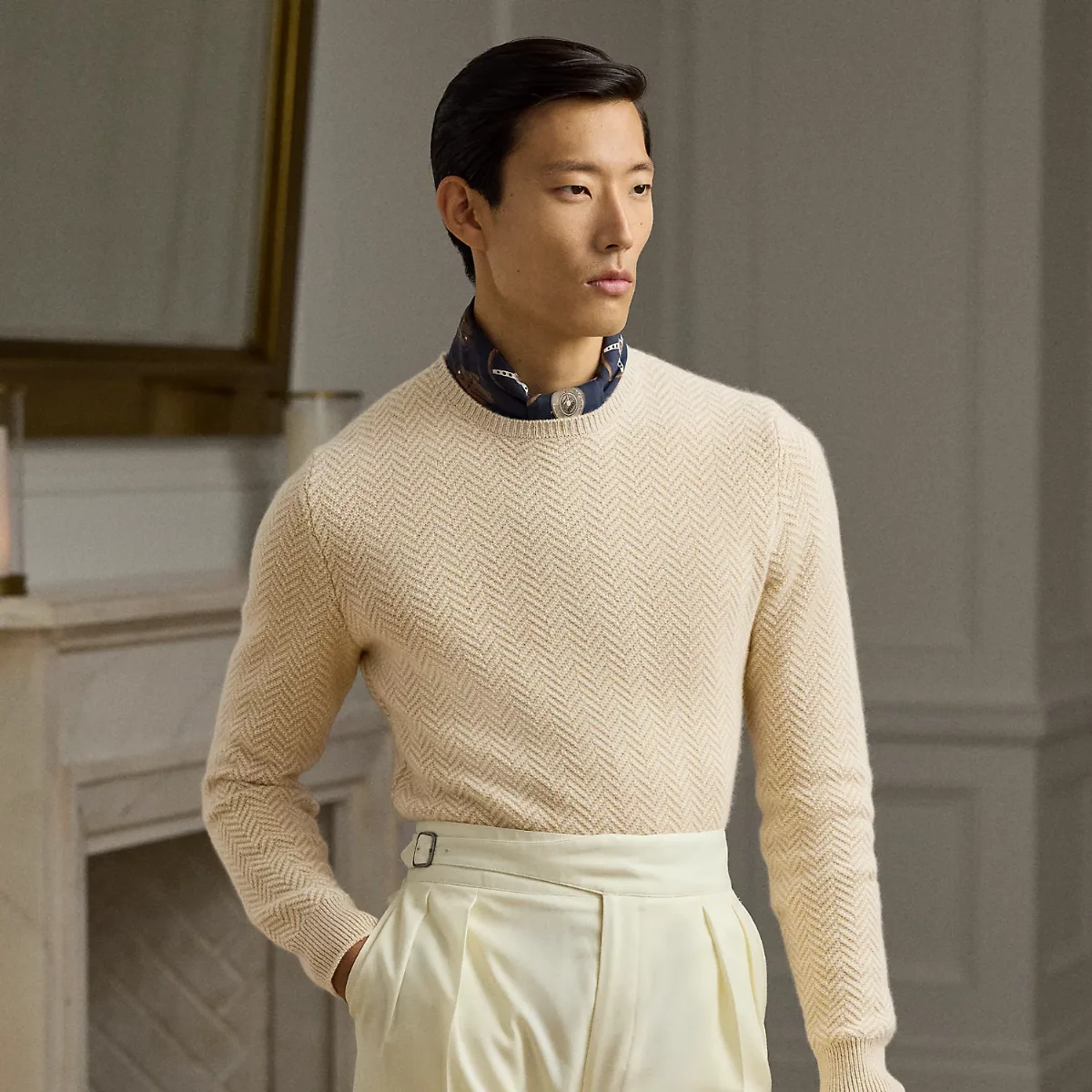 Textured Herringbone Cashmere Jumper