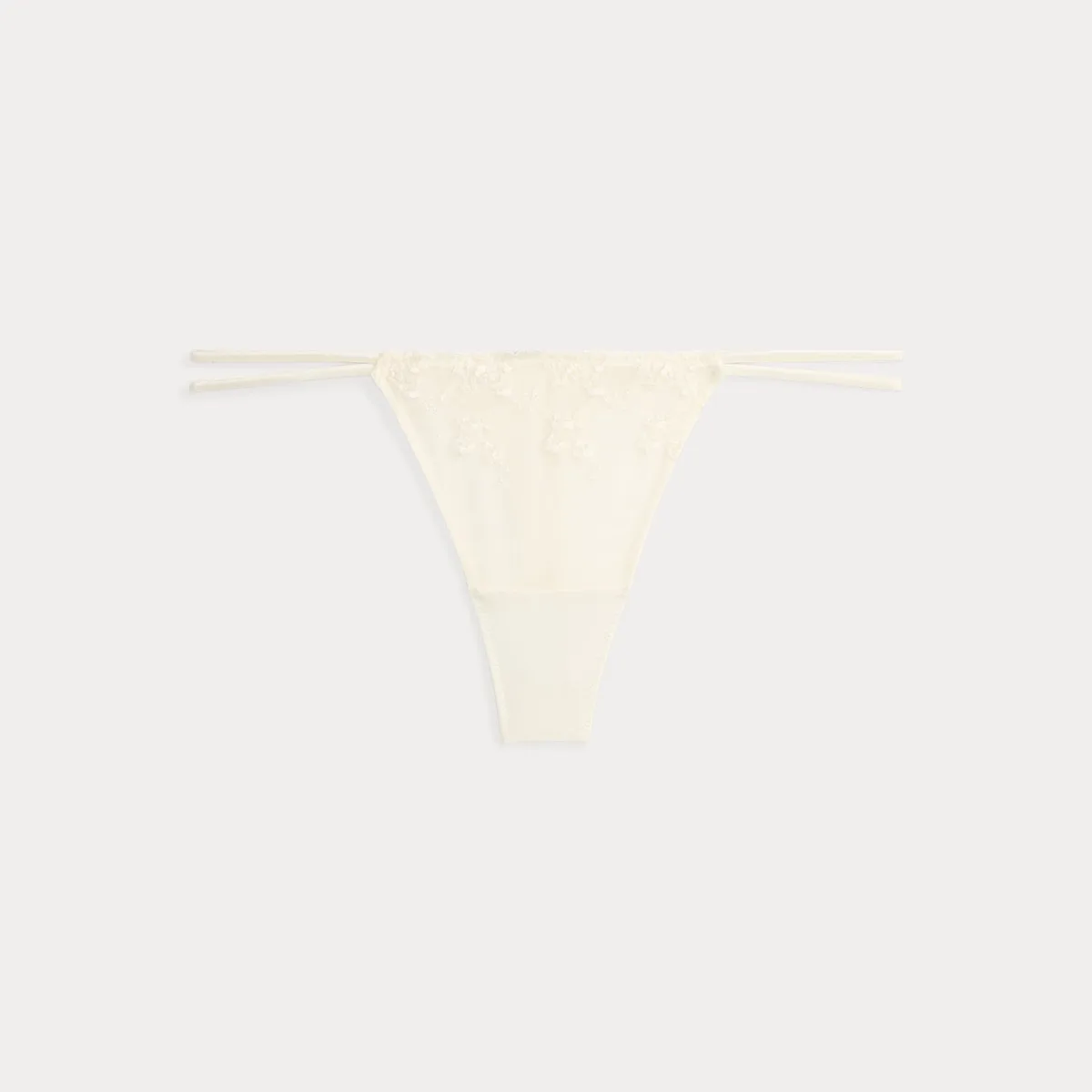Floral-Embroidered Mesh & Satin Thong by Lauren Ralph Lauren