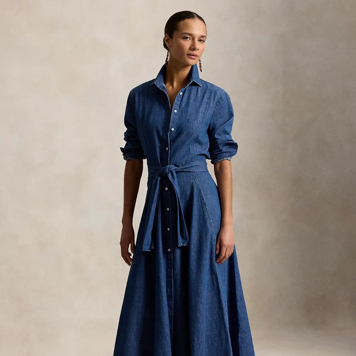 Chambray Tie-Waist Shirt Dress by Polo Ralph Lauren