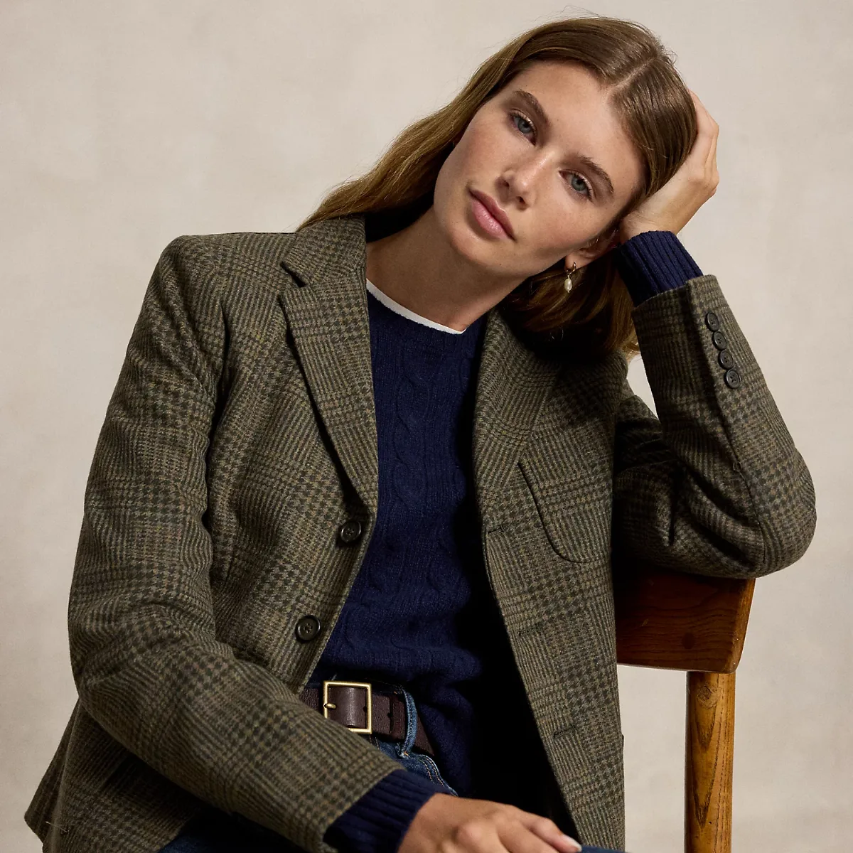 Single-Breasted Glen Check Blazer