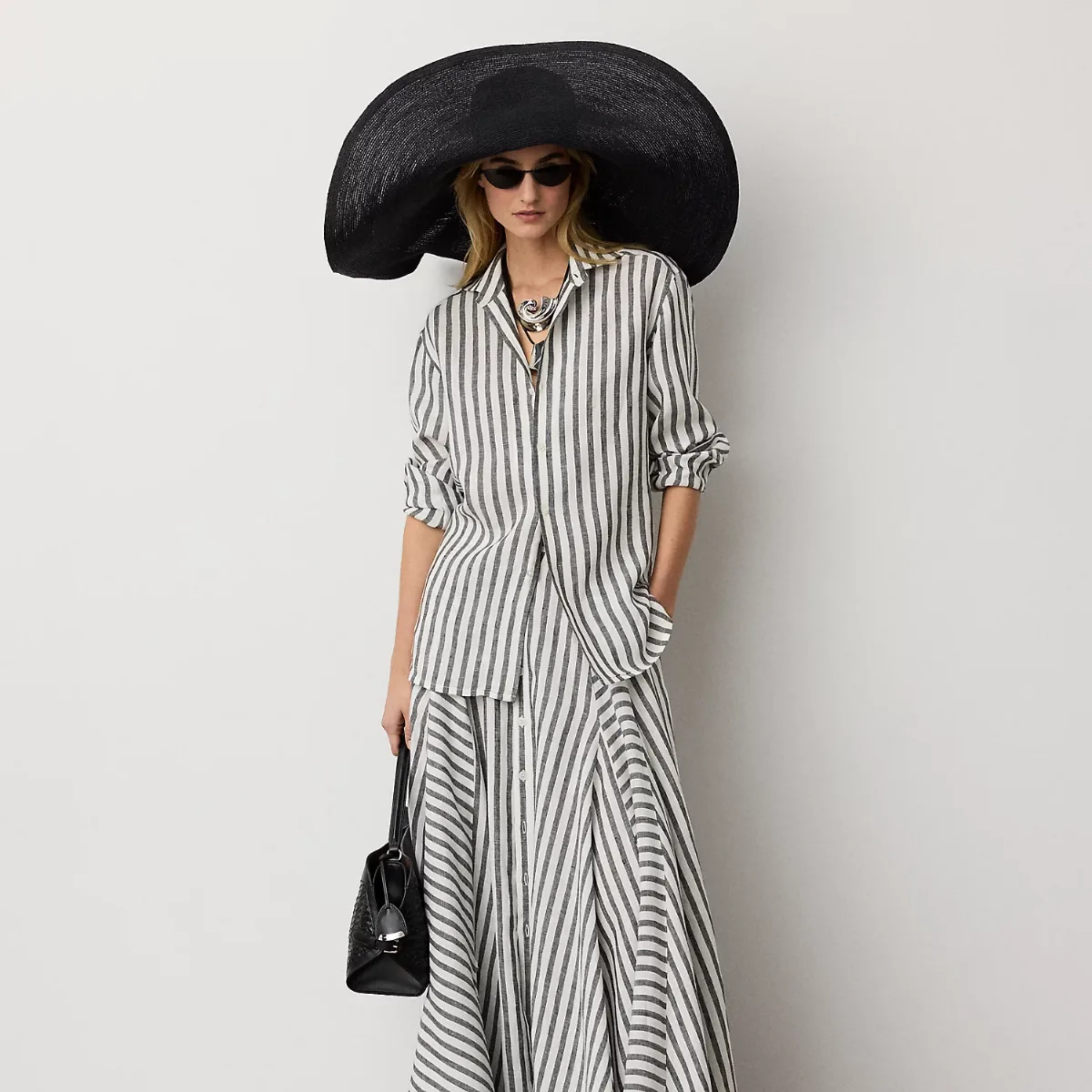 Shamus Striped Linen Maxi Skirt by Ralph Lauren Collection