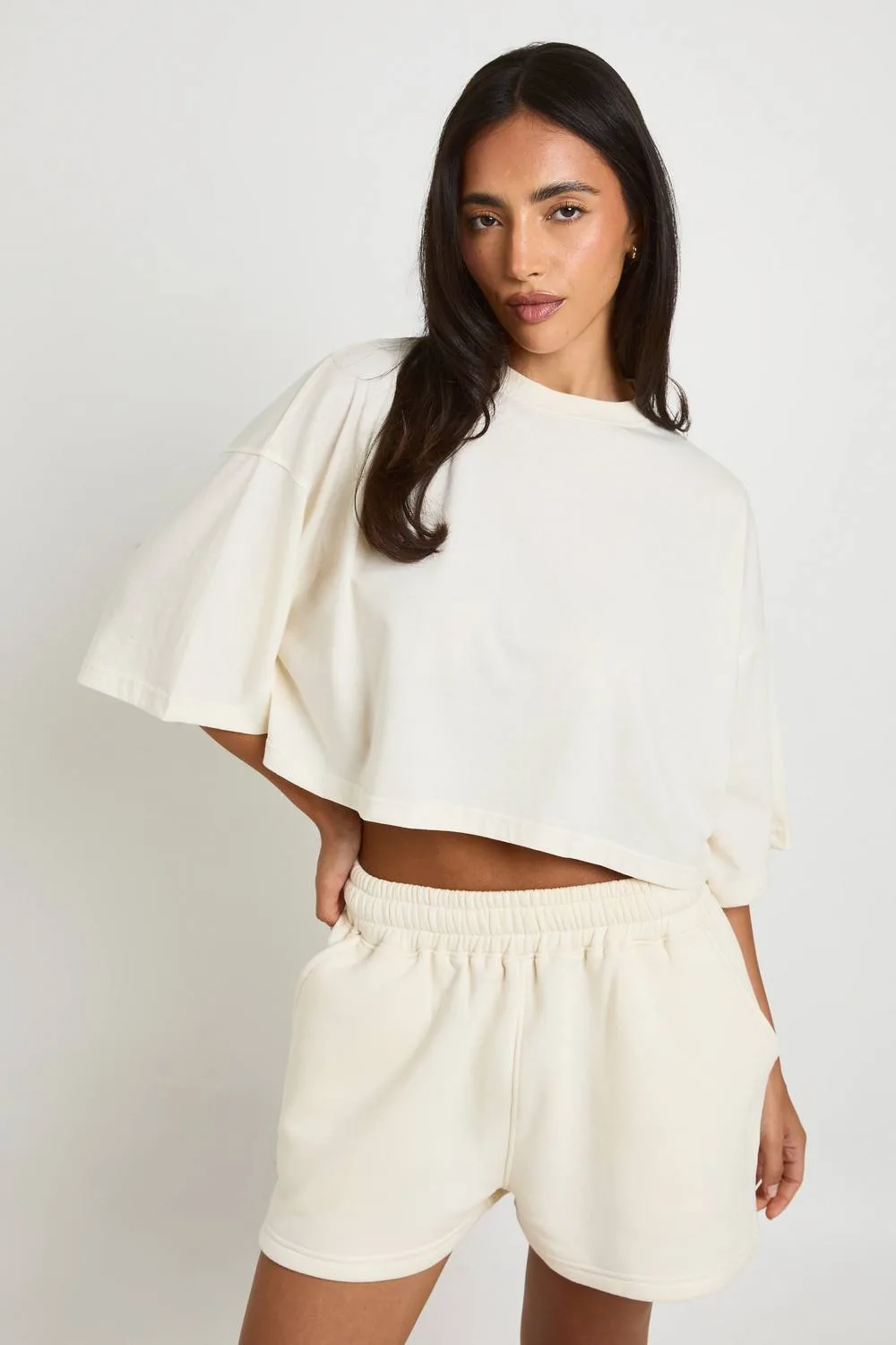 Boxy Crop T-Shirt & Short Set by boohoo