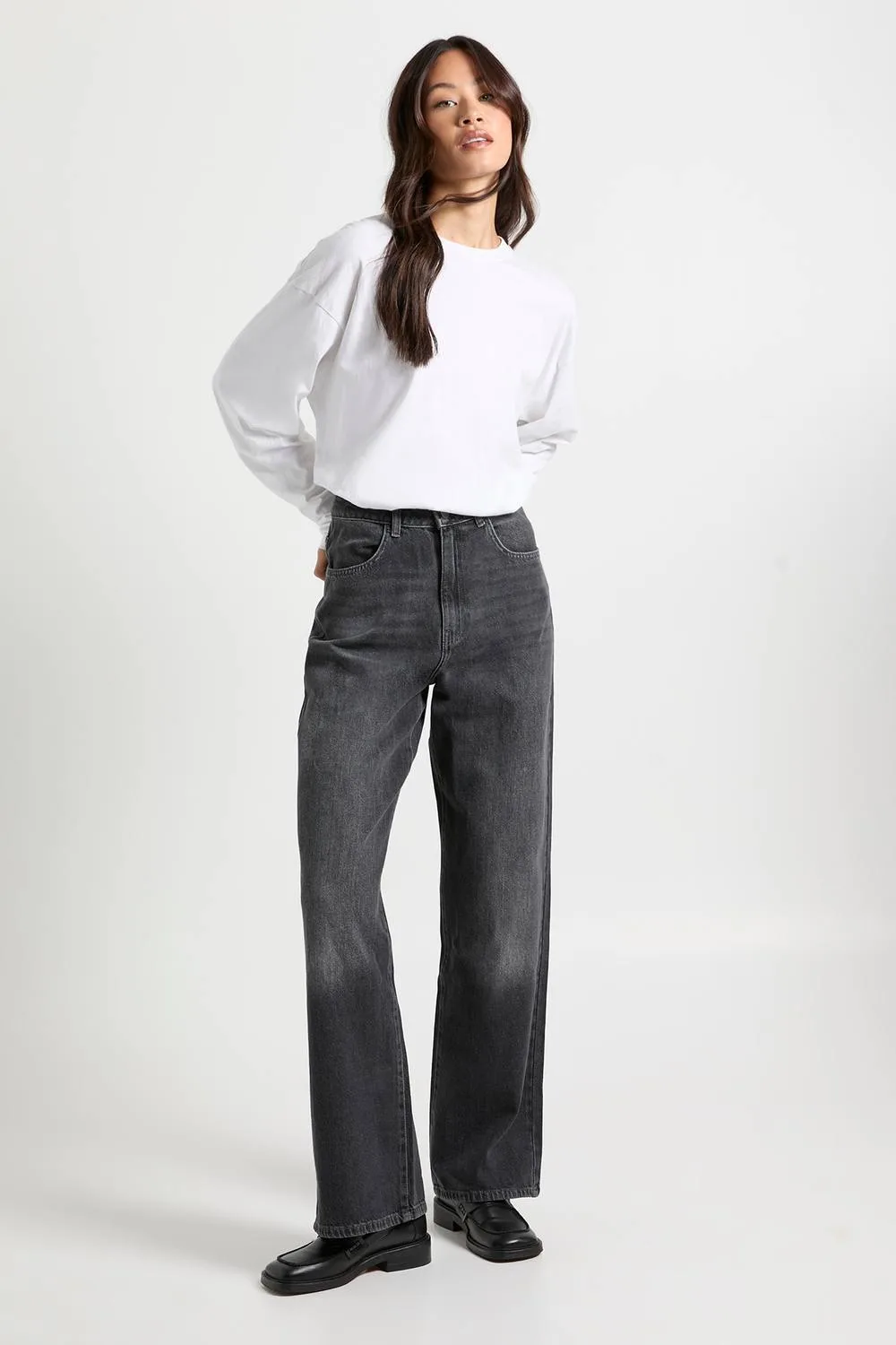 Basics High Waist Straight Leg Jean by boohoo