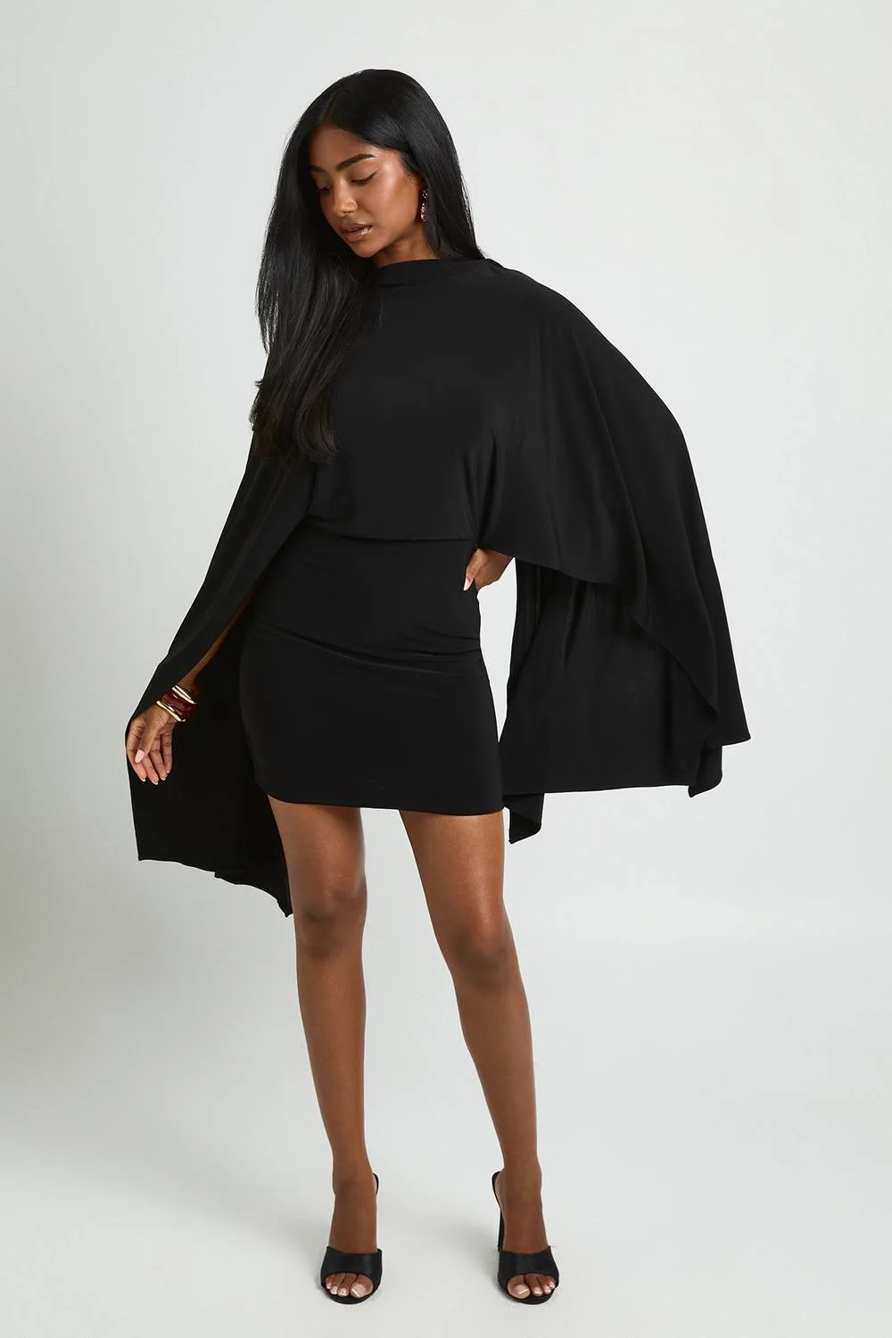 Cape Sleeve Bodycon Mini Dress