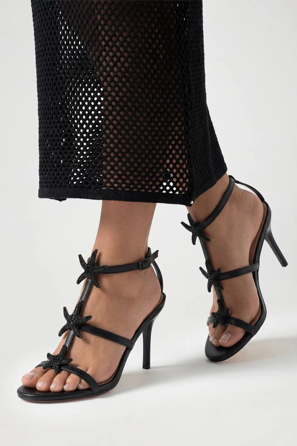 Embellished Triple Starfish Trim Strappy Heels by boohoo