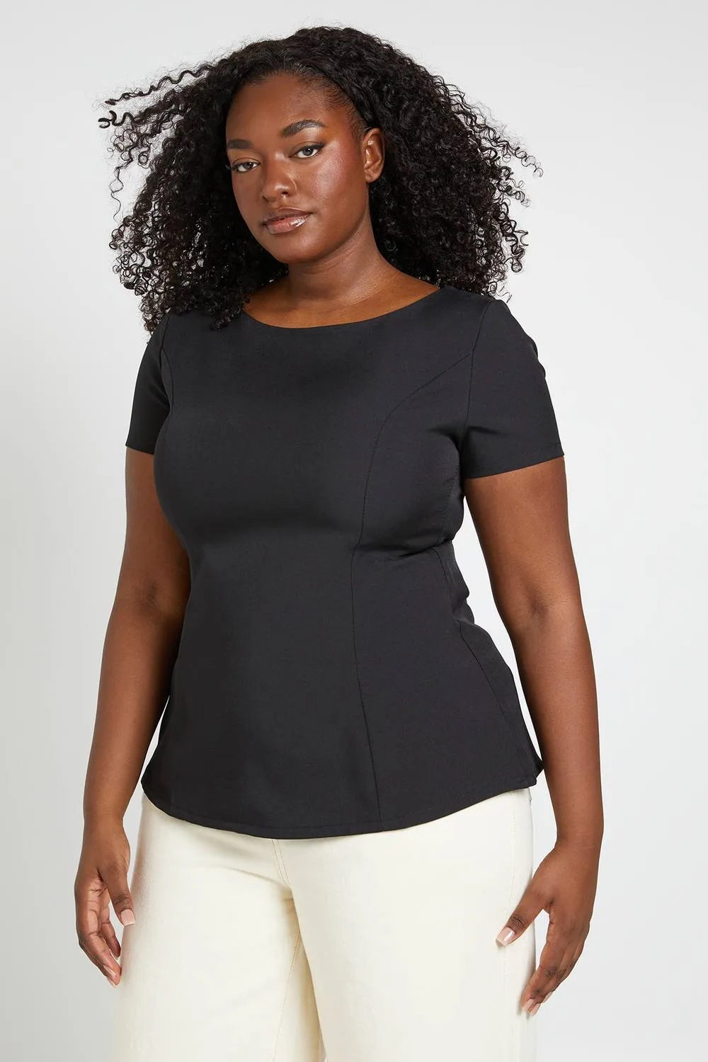 Cap Sleeve Tailored Peplum Top by boohoo