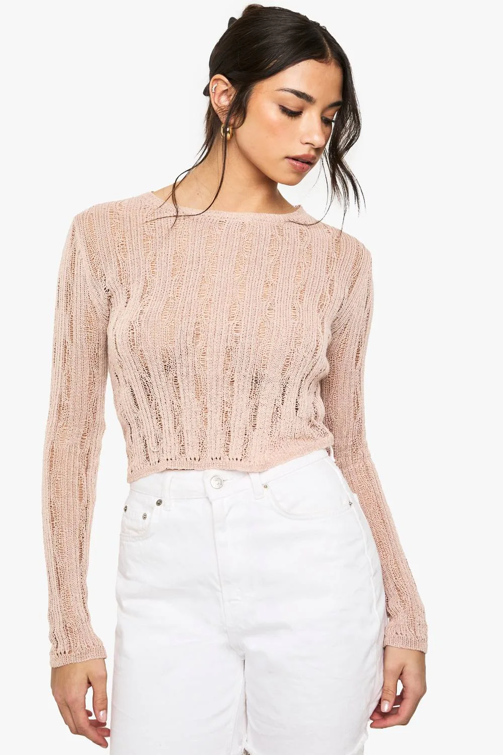 Ladder Detail Jumper - Stone by boohoo