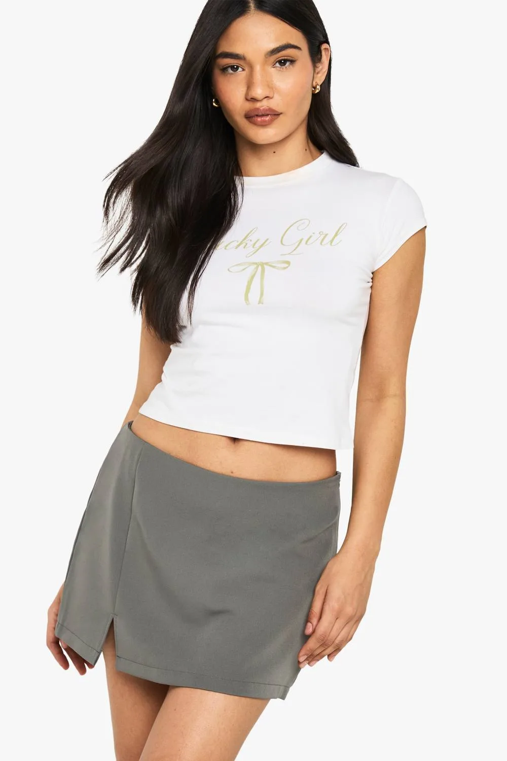Split Hem Mini Skort by boohoo