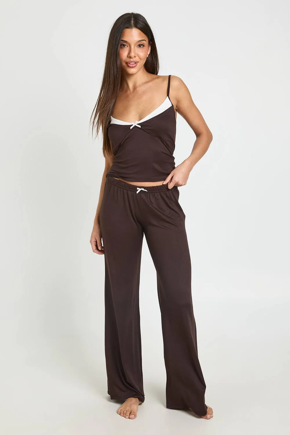 Contrast Cami & Trouser Pyjama Set by boohoo