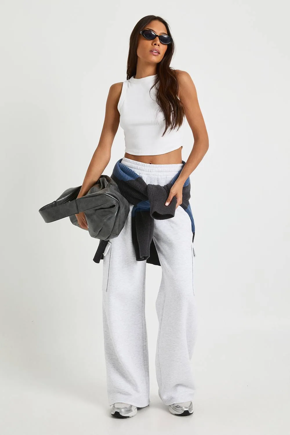 Wide Leg Cargo Joggers Pants by boohoo