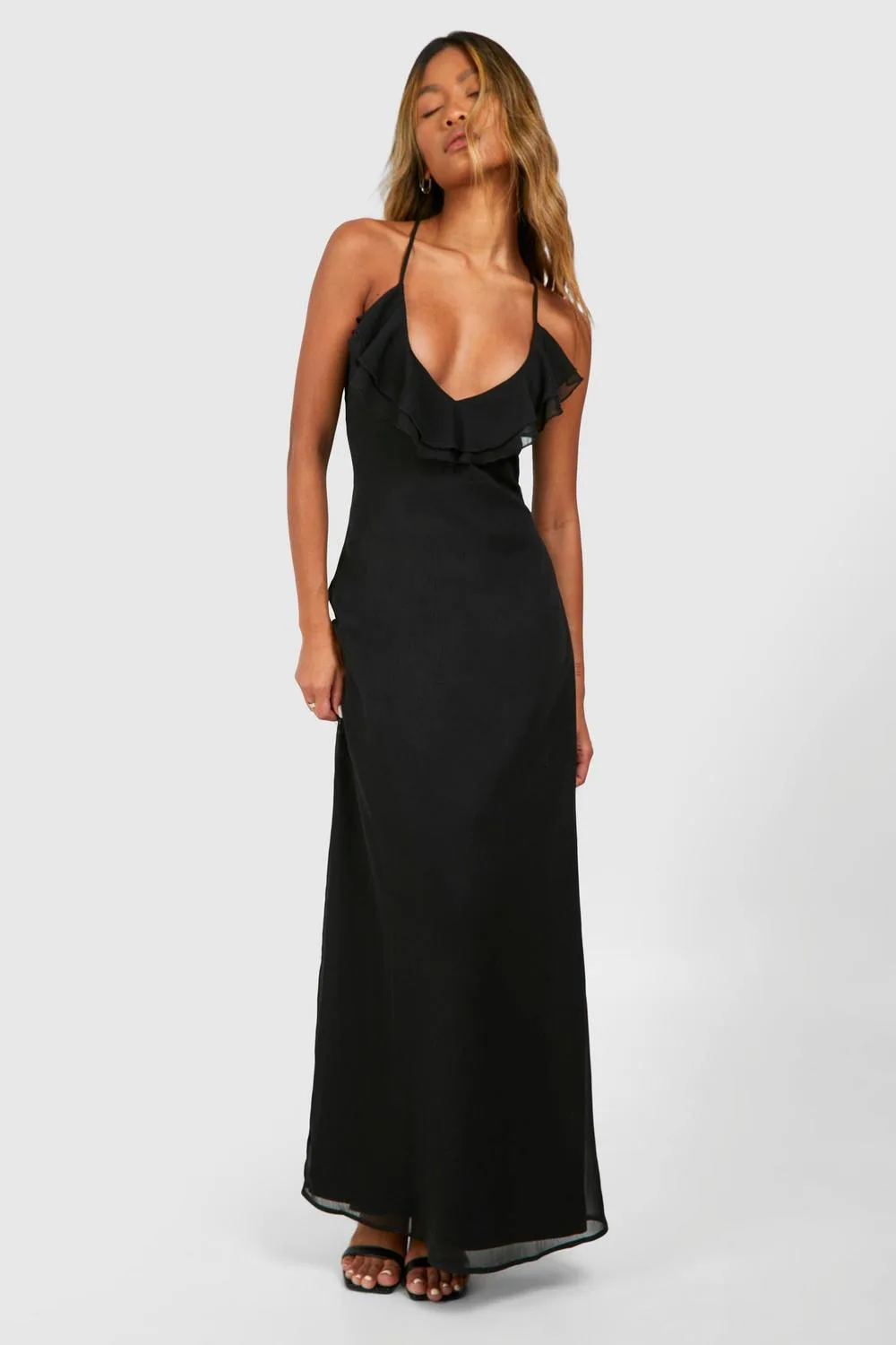 Chiffon Ruffle Midaxi Dress by boohoo