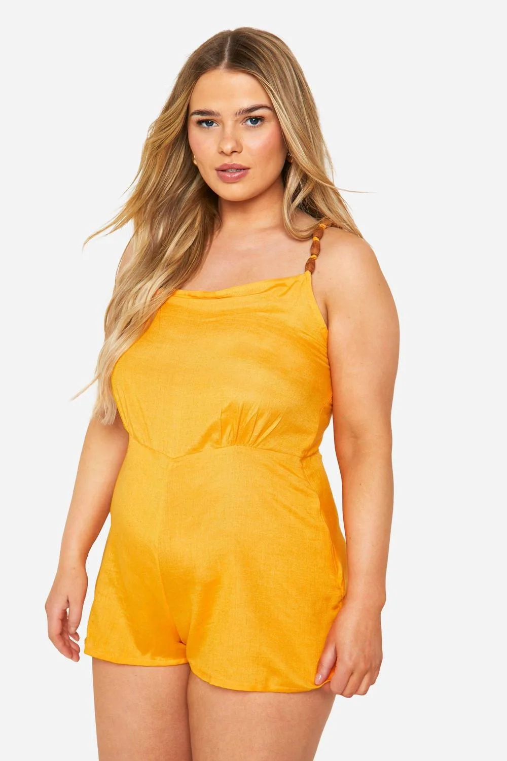 Woven Bead Detail Strappy Playsuit by boohoo