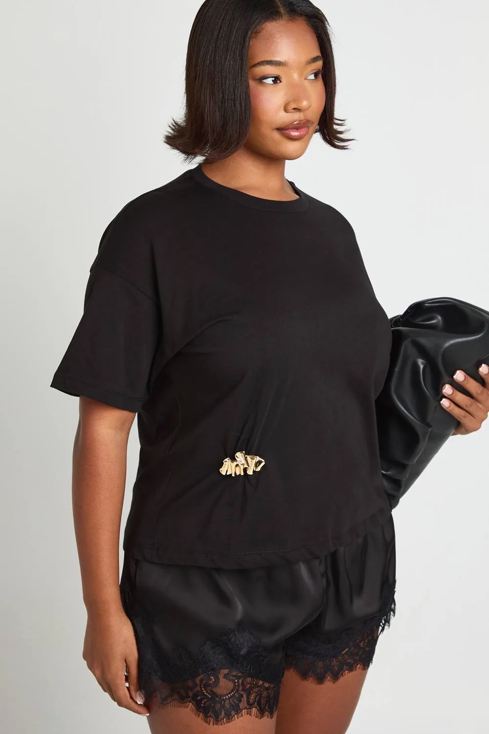 Oversized T-Shirt with Gold Trim Detail by boohoo