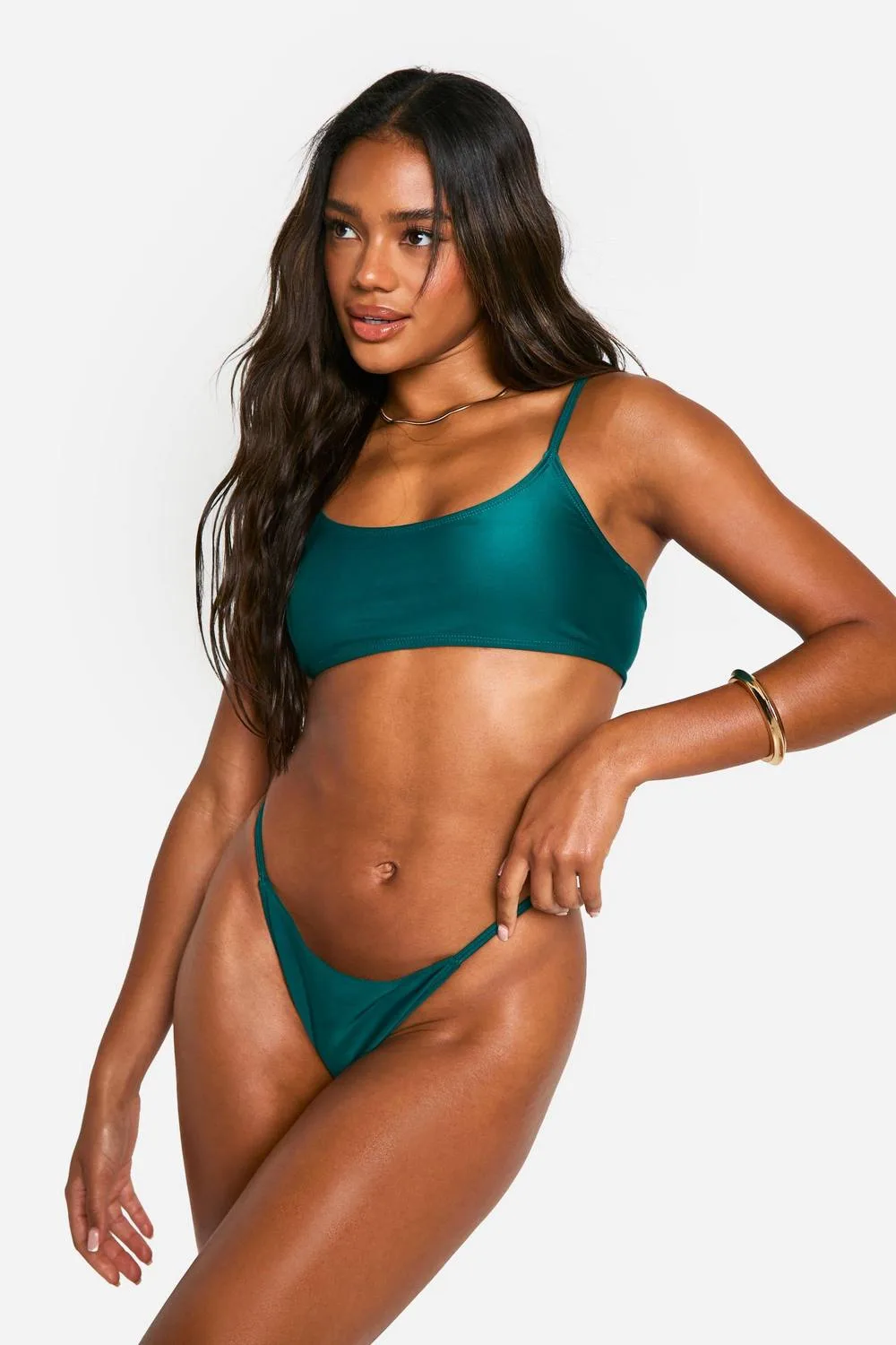 Green Mix & Match Scoop Bikini Top by boohoo