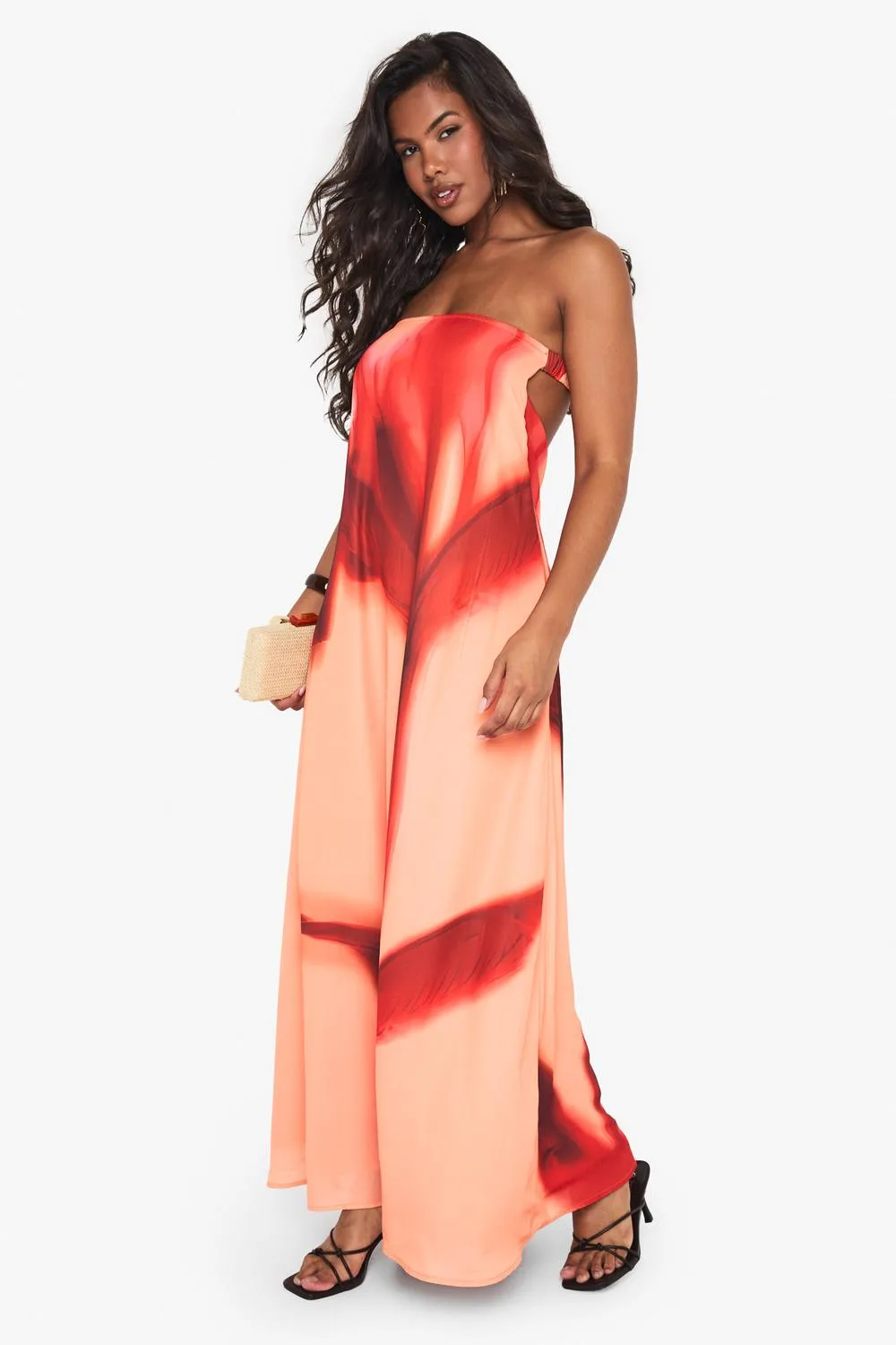 Tropical Print Column Maxi Dress by boohoo