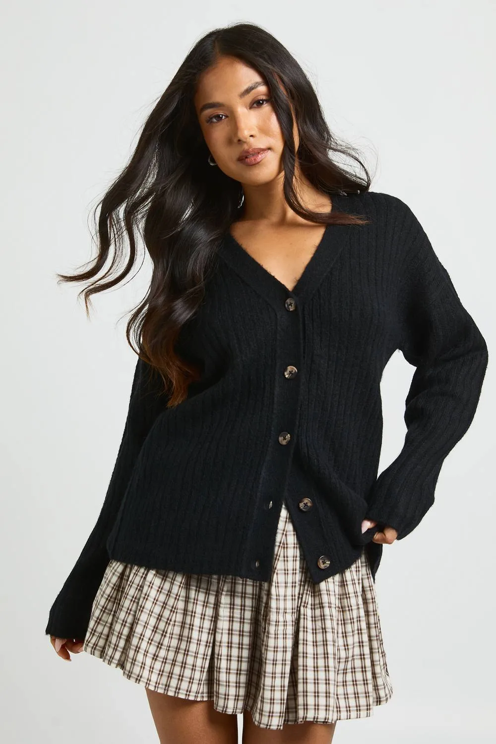 Rib Knit Boyfriend Cardigan by boohoo