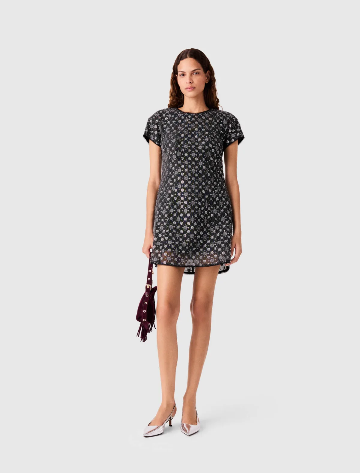 Short Rhinestone Dress by Maje