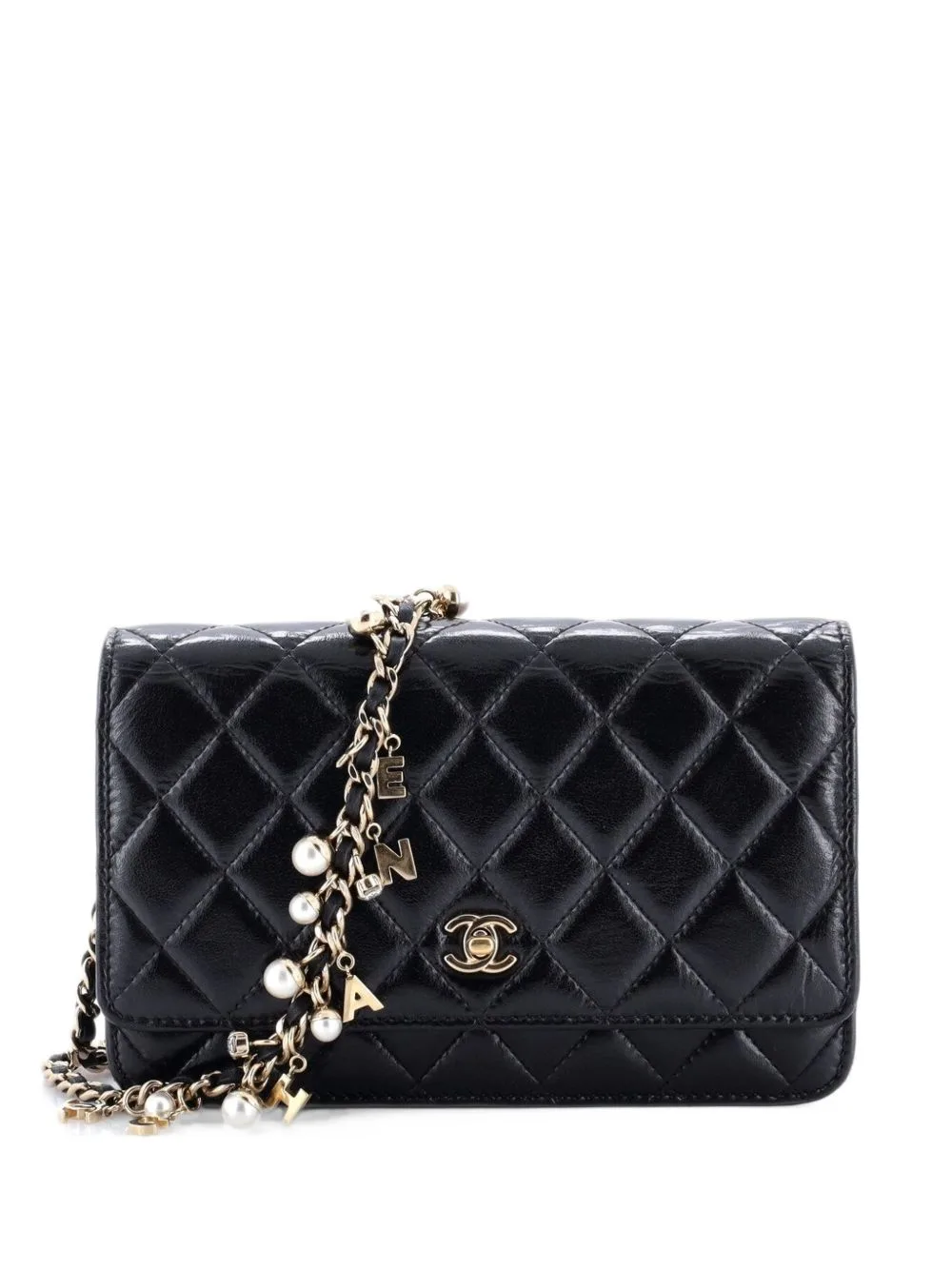 Pearl Charm Wallet on Chain Quilted Glazed Calfskin Crossbody Bag by CHANEL Pre-Owned