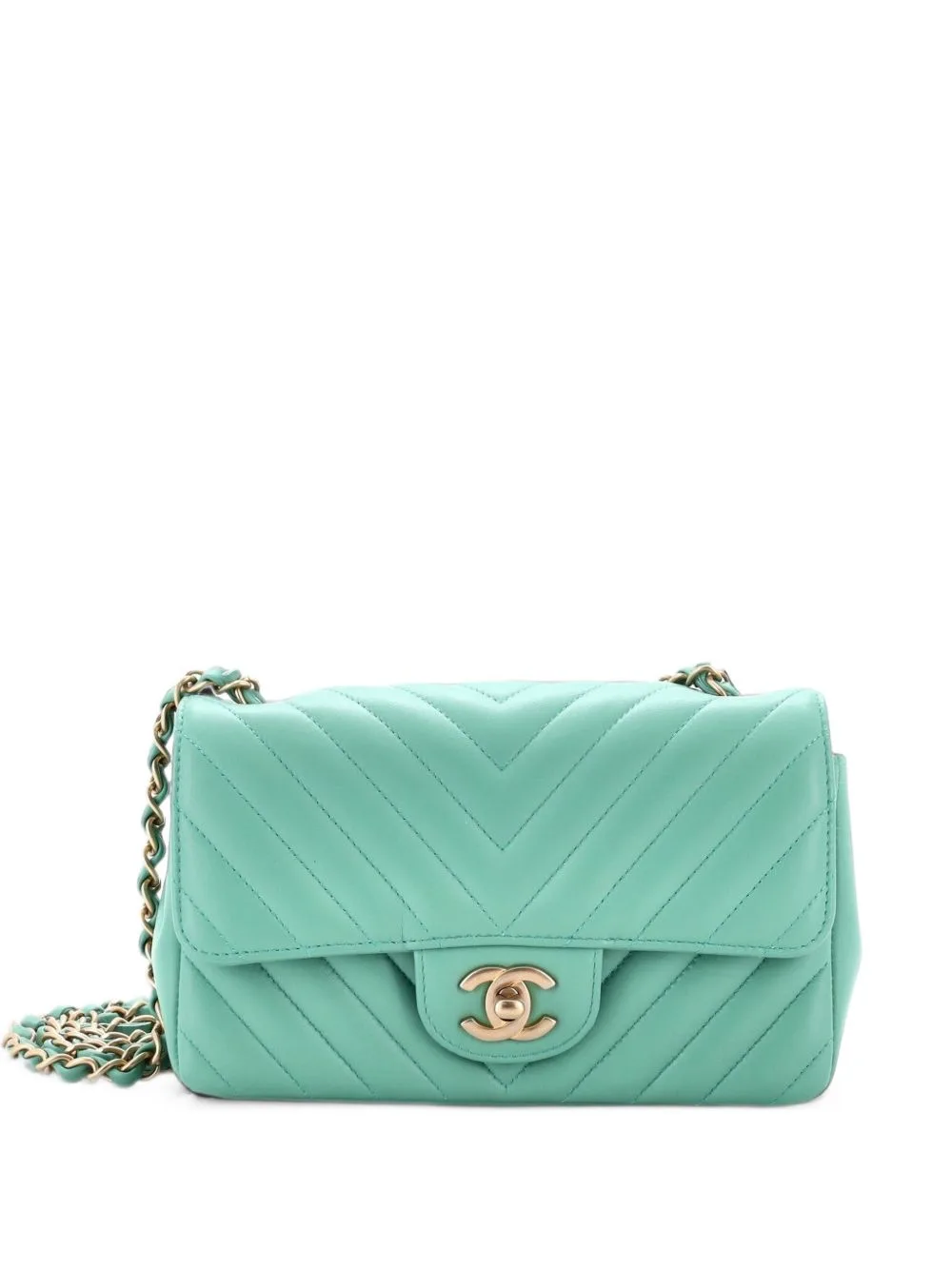 Classic Single Flap Bag Chevron Lambskin Mini Shoulder Bag by CHANEL Pre-Owned