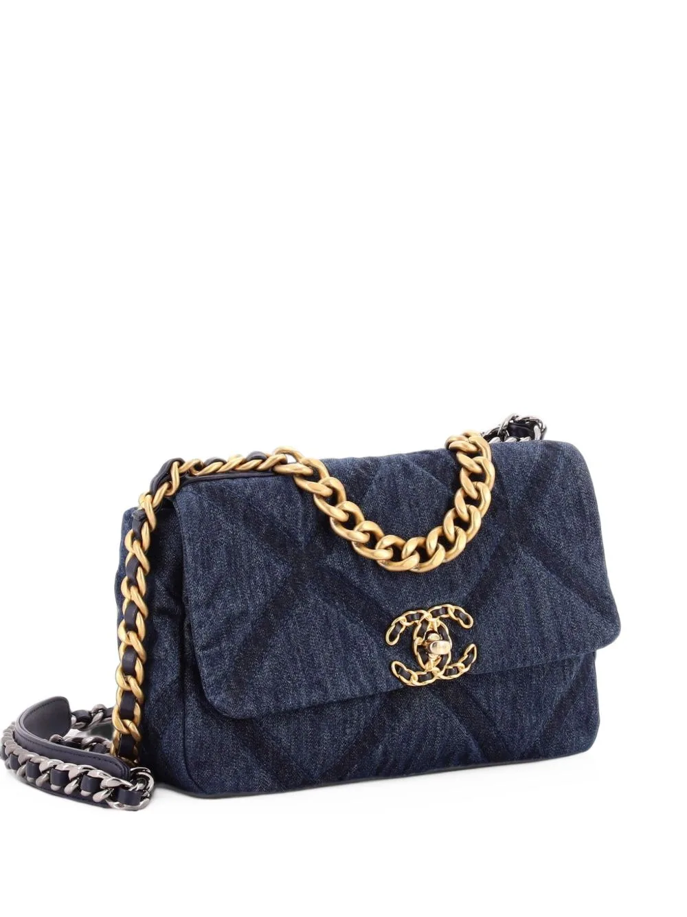 19 Flap Bag Quilted Denim Medium Shoulder Bag by CHANEL Pre-Owned