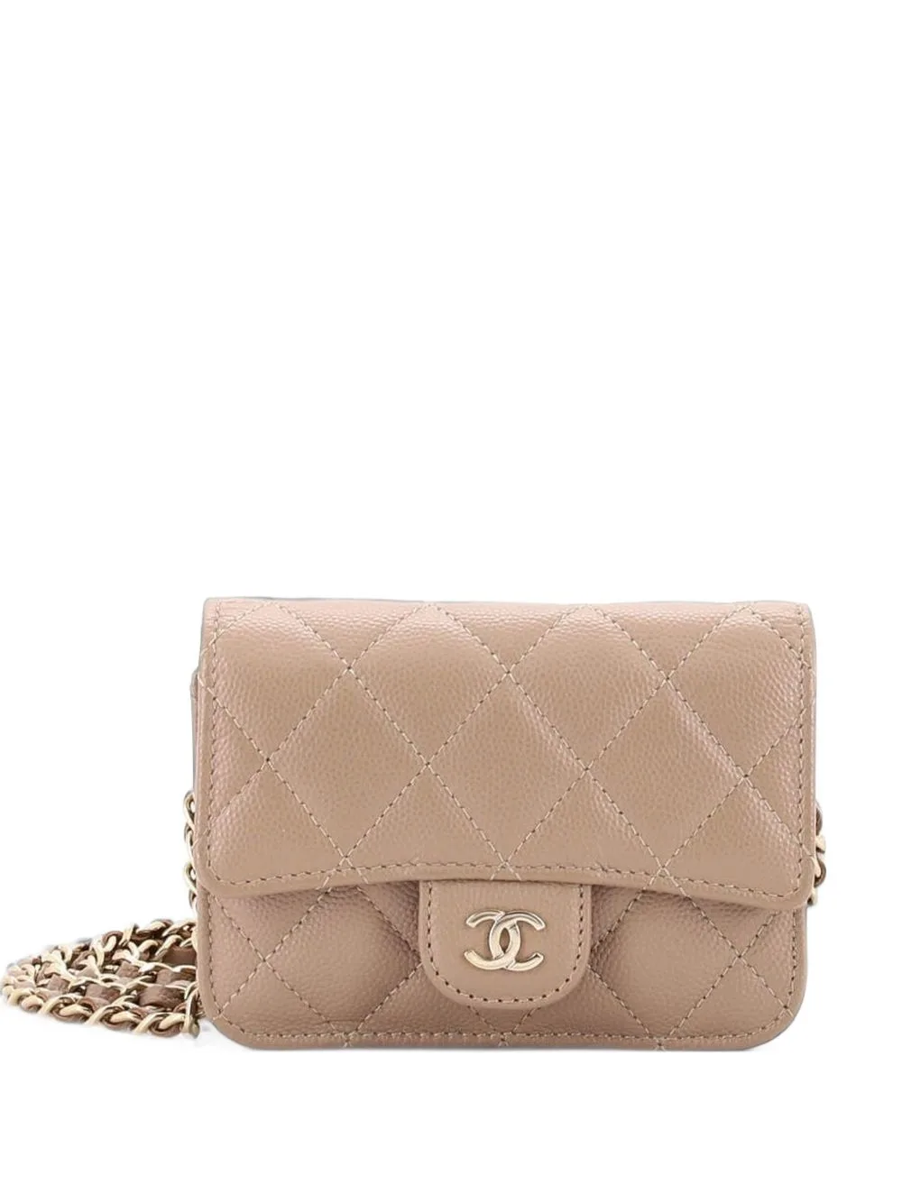 Classic Flap with Chain Quilted Caviar Small Clutch Bag